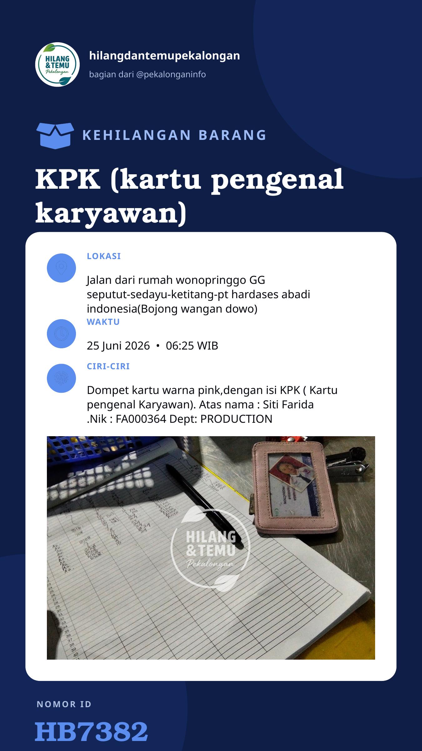 Story 9:16 laporan KPK (kartu pengenal karyawan)