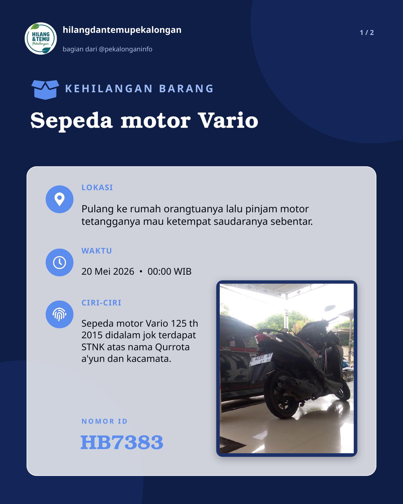 Slide laporan Sepeda motor Vario (HB7383)