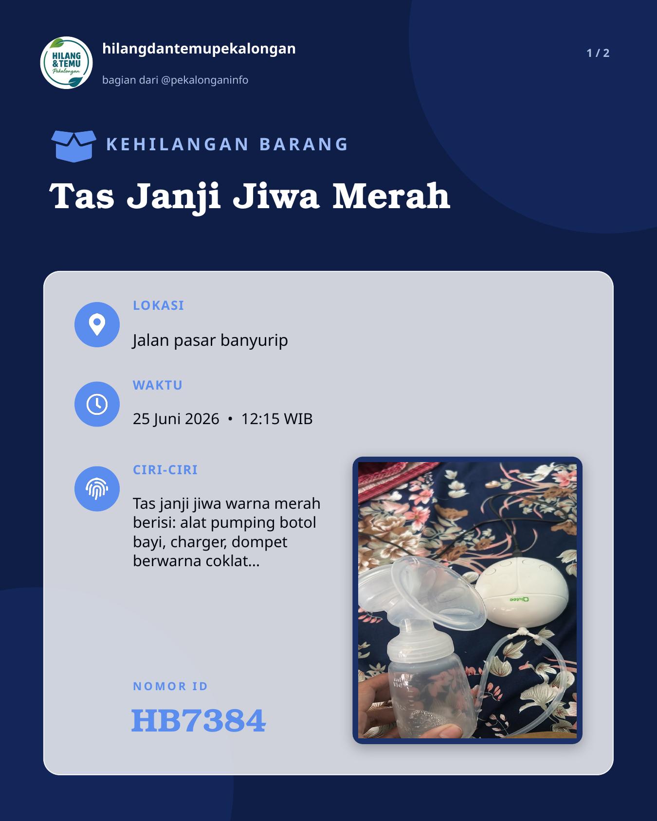 Slide laporan Tas Janji Jiwa Merah (HB7384)
