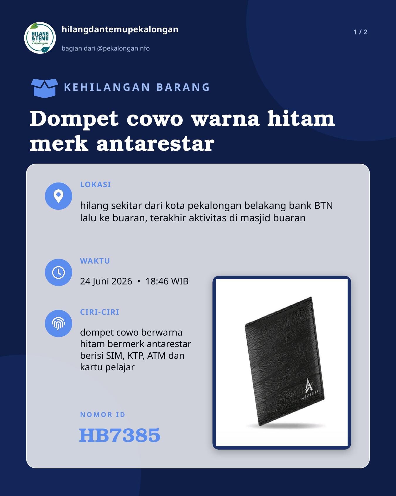 Slide laporan Dompet cowo warna hitam merk antarestar (HB7385)