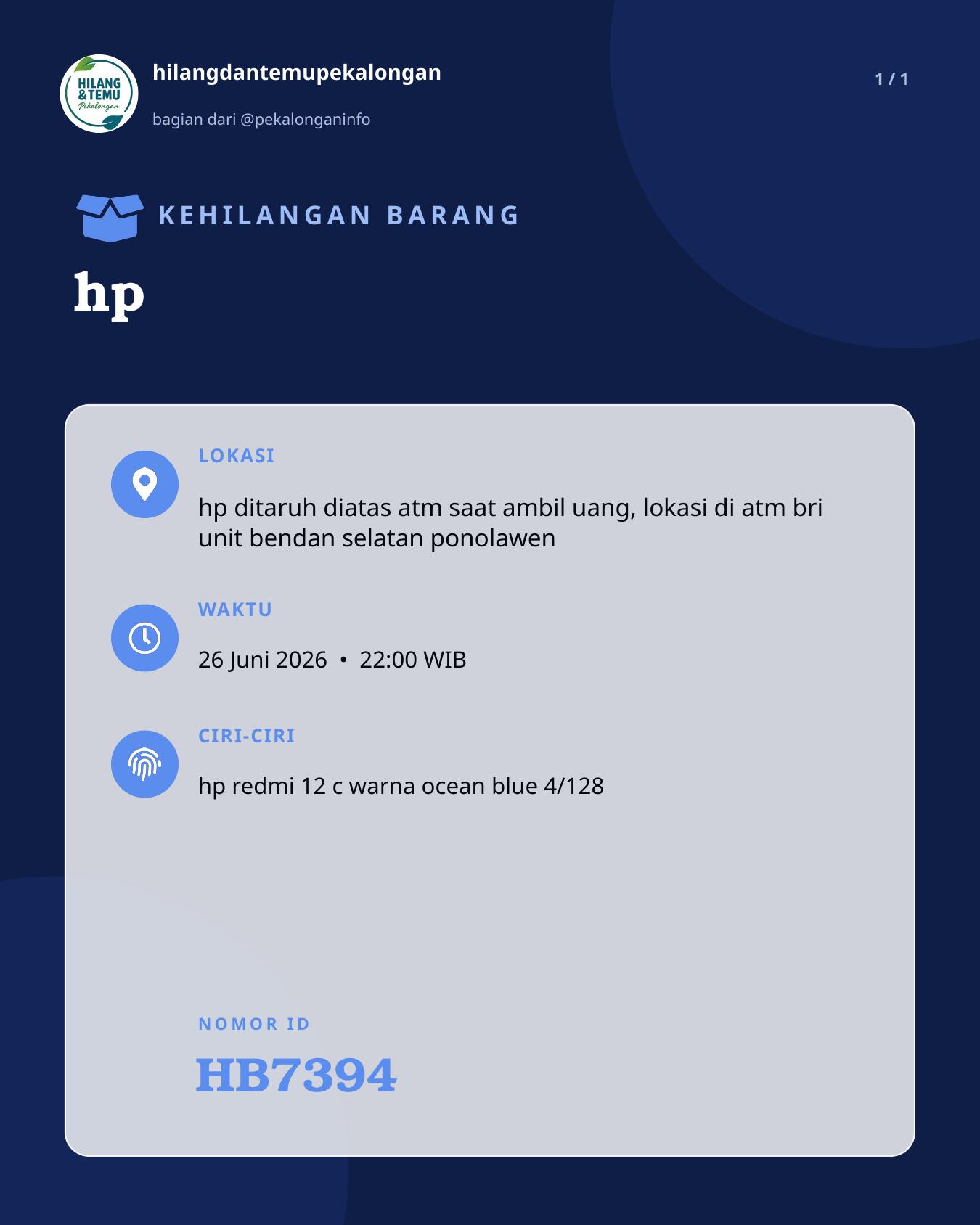 Slide laporan hp (HB7394)