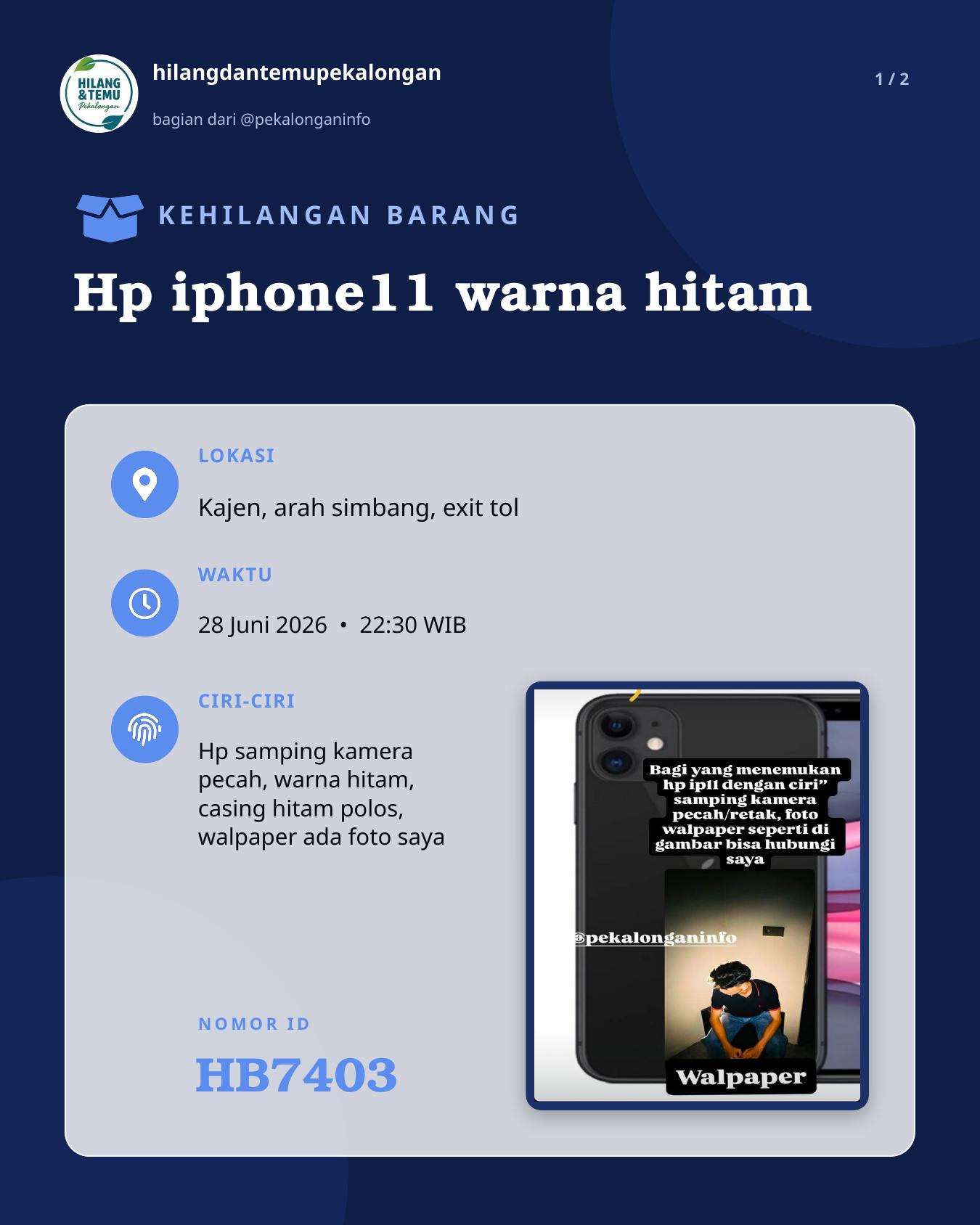 Slide laporan Hp iphone11 warna hitam (HB7403)