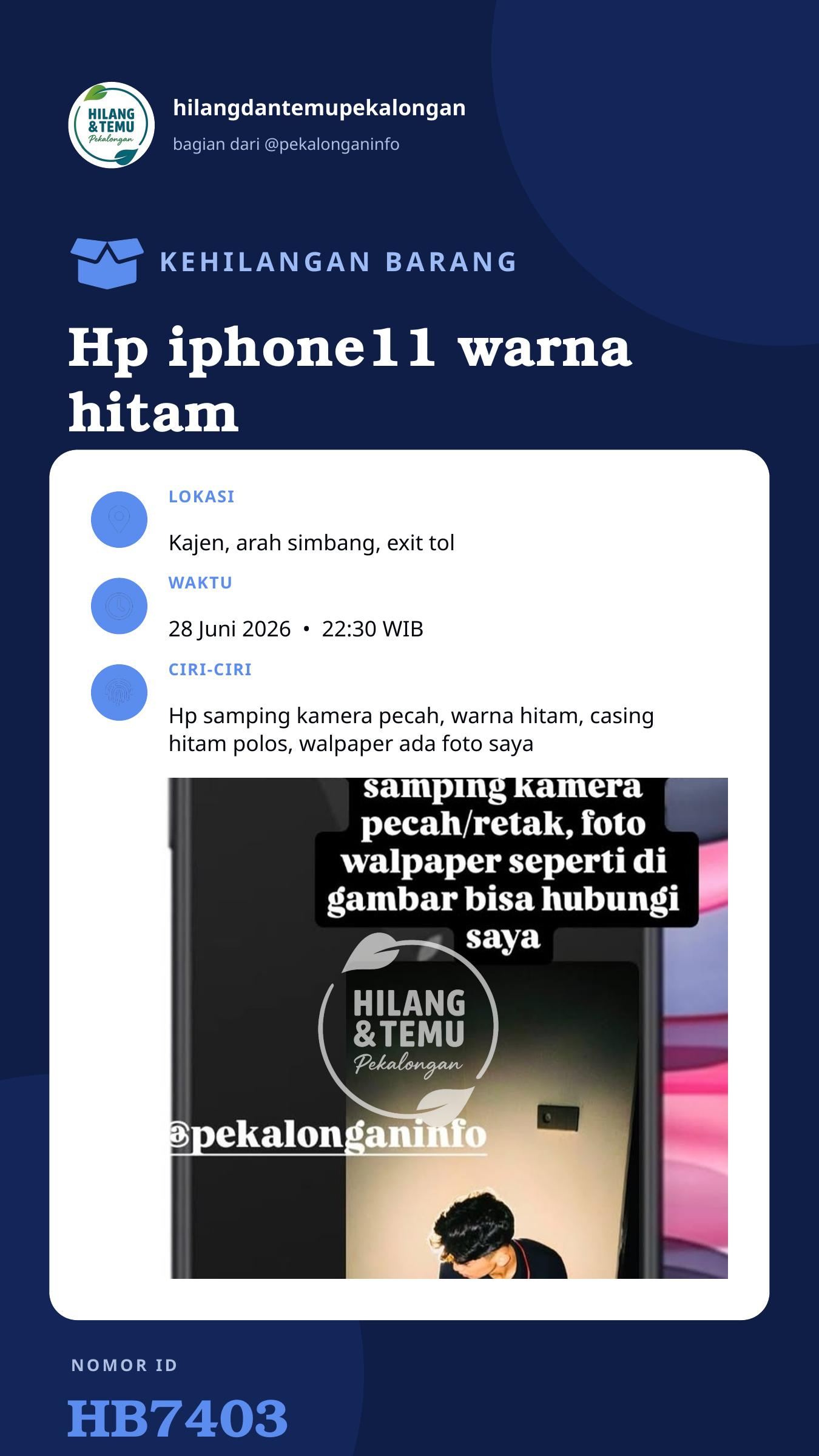 Story 9:16 laporan Hp iphone11 warna hitam