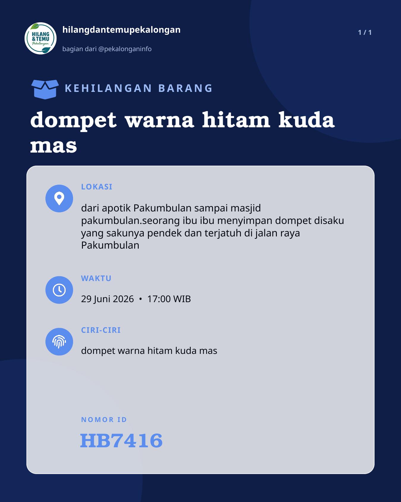 Slide laporan dompet warna hitam kuda mas (HB7416)