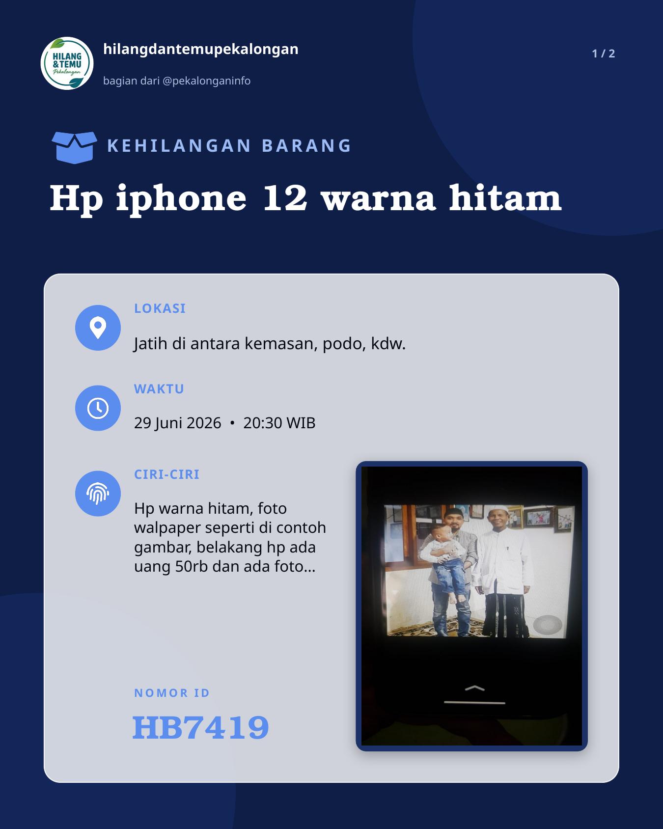 Slide laporan Hp iphone 12 warna hitam (HB7419)