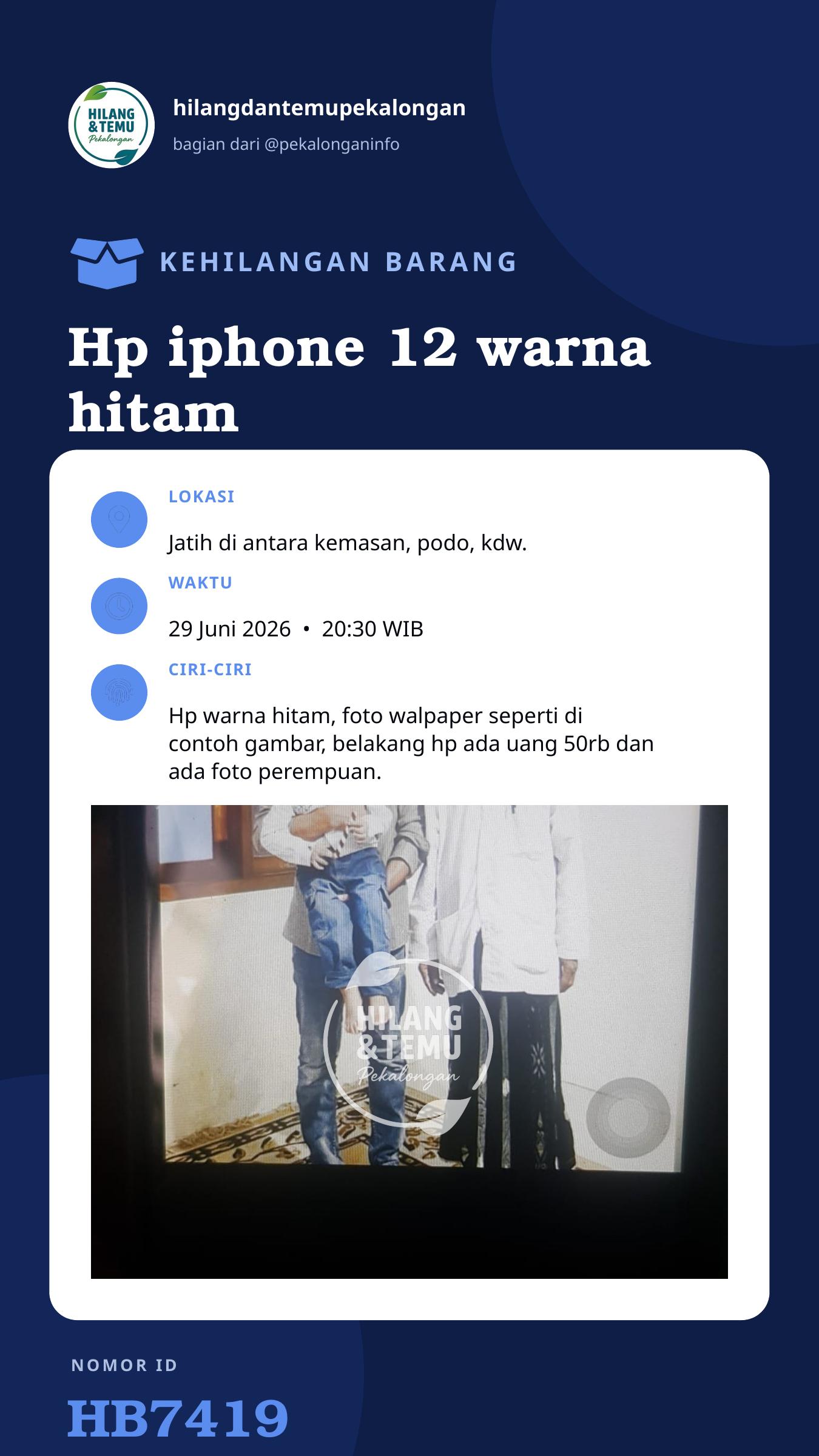 Story 9:16 laporan Hp iphone 12 warna hitam
