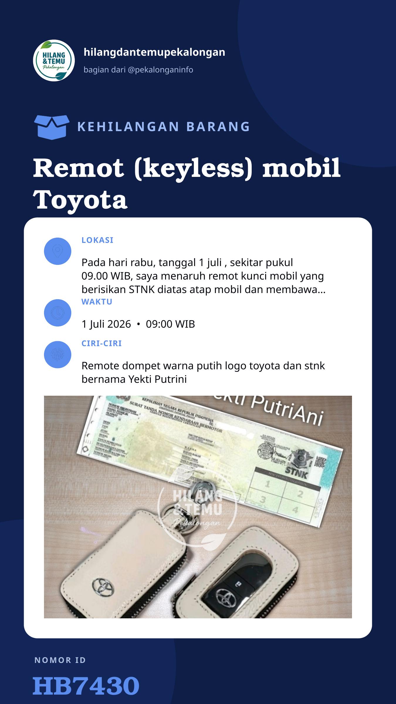 Story 9:16 laporan Remot (keyless) mobil Toyota raize dan STNK