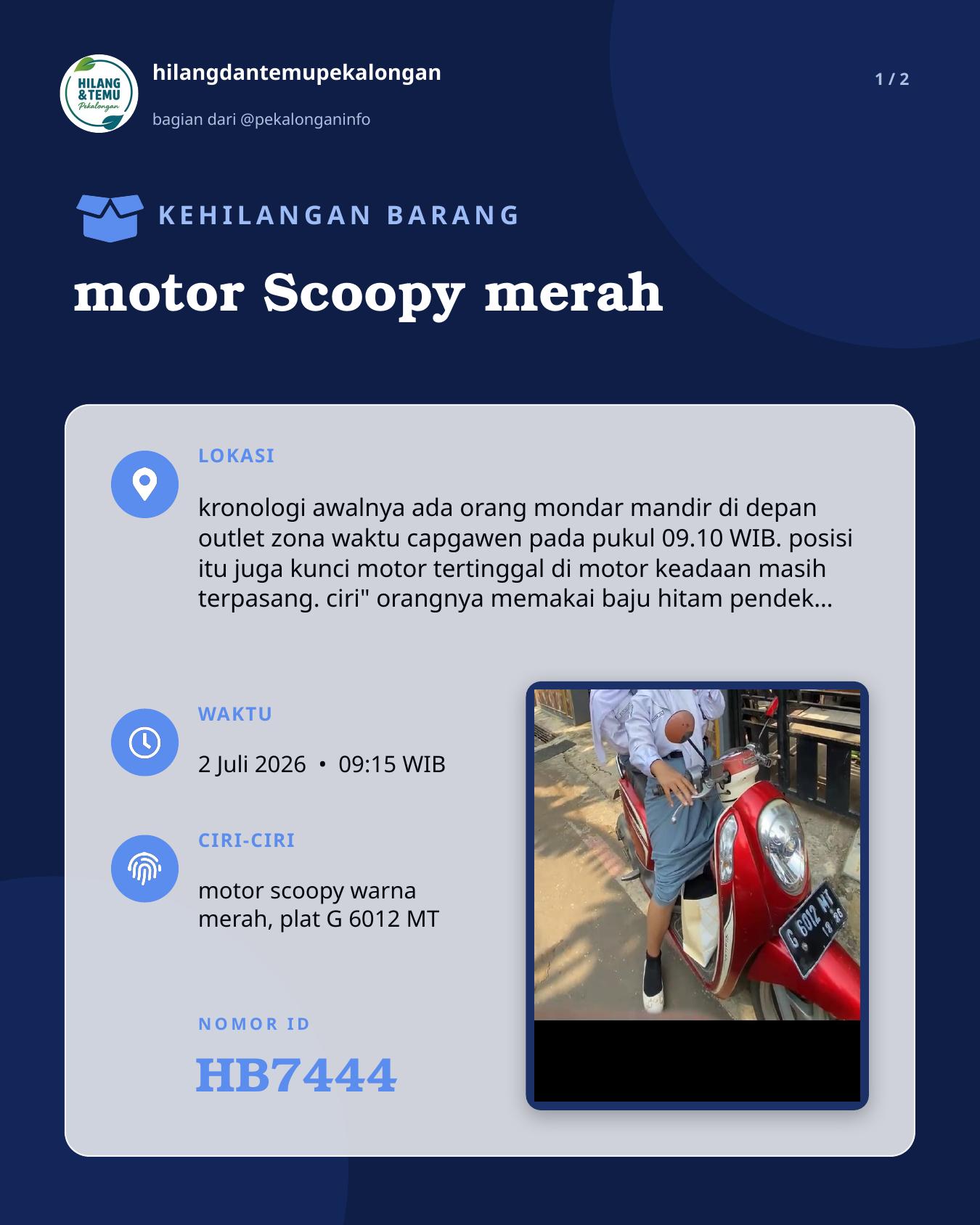 Slide laporan motor Scoopy merah (HB7444)