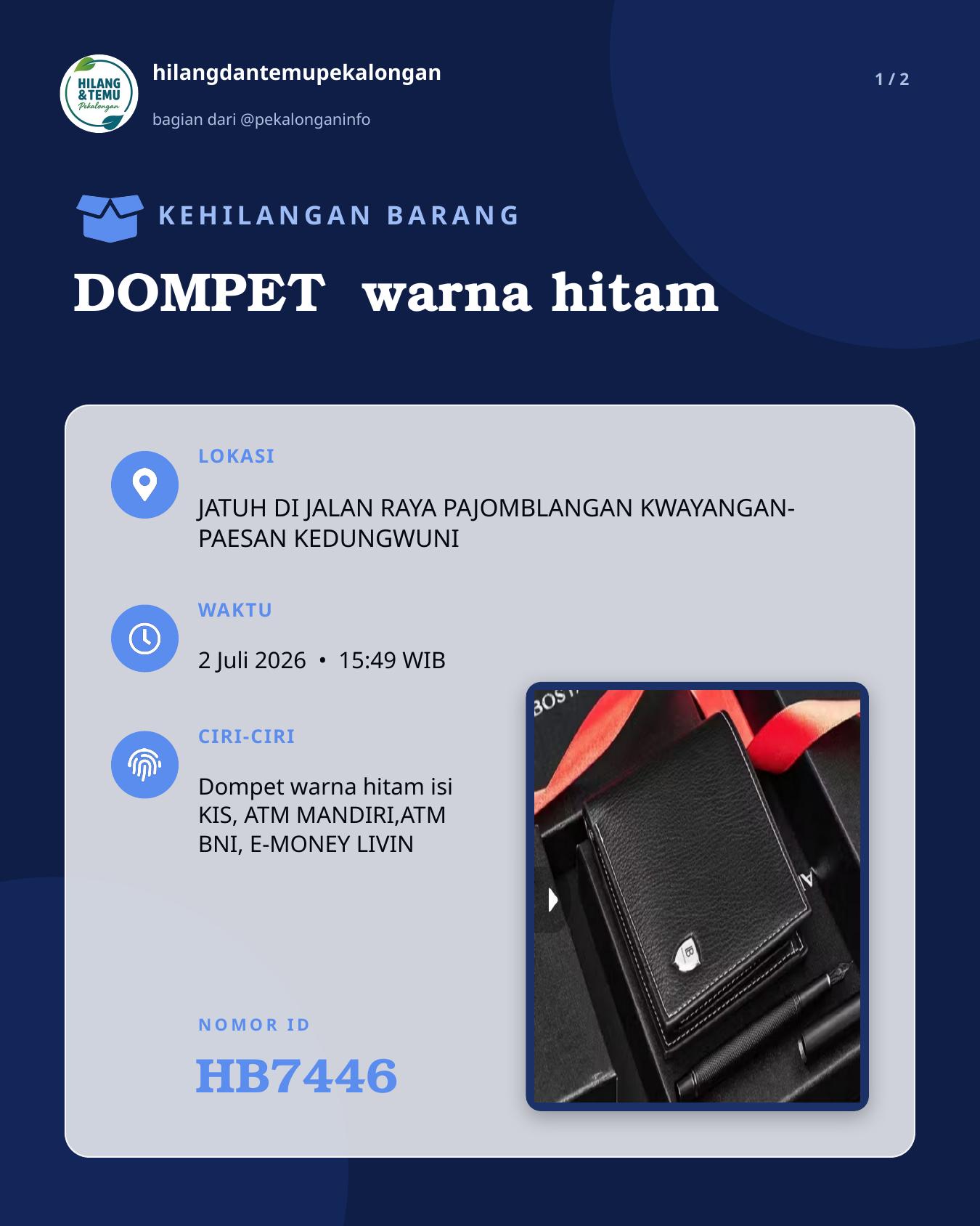 Slide laporan DOMPET  warna hitam (HB7446)