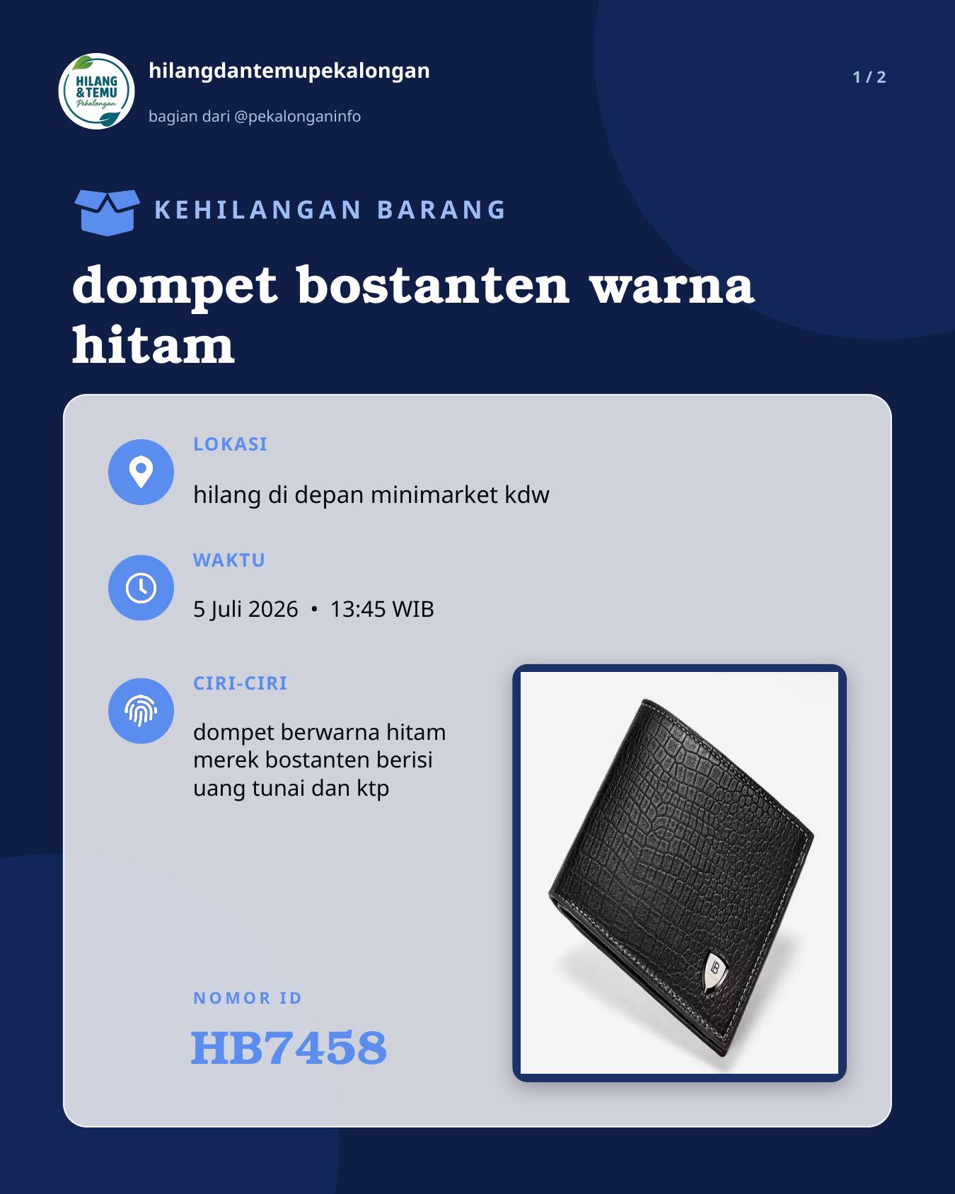 Slide laporan dompet bostanten warna hitam (HB7458)