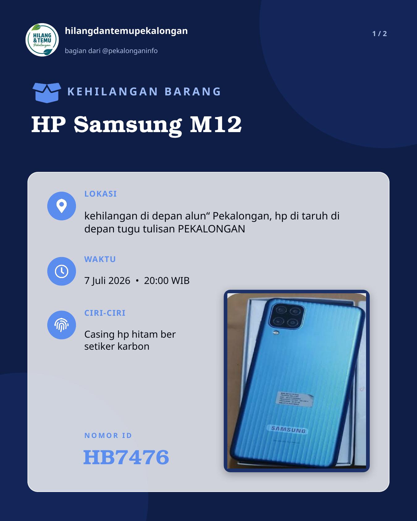 Slide laporan HP Samsung M12 (HB7476)