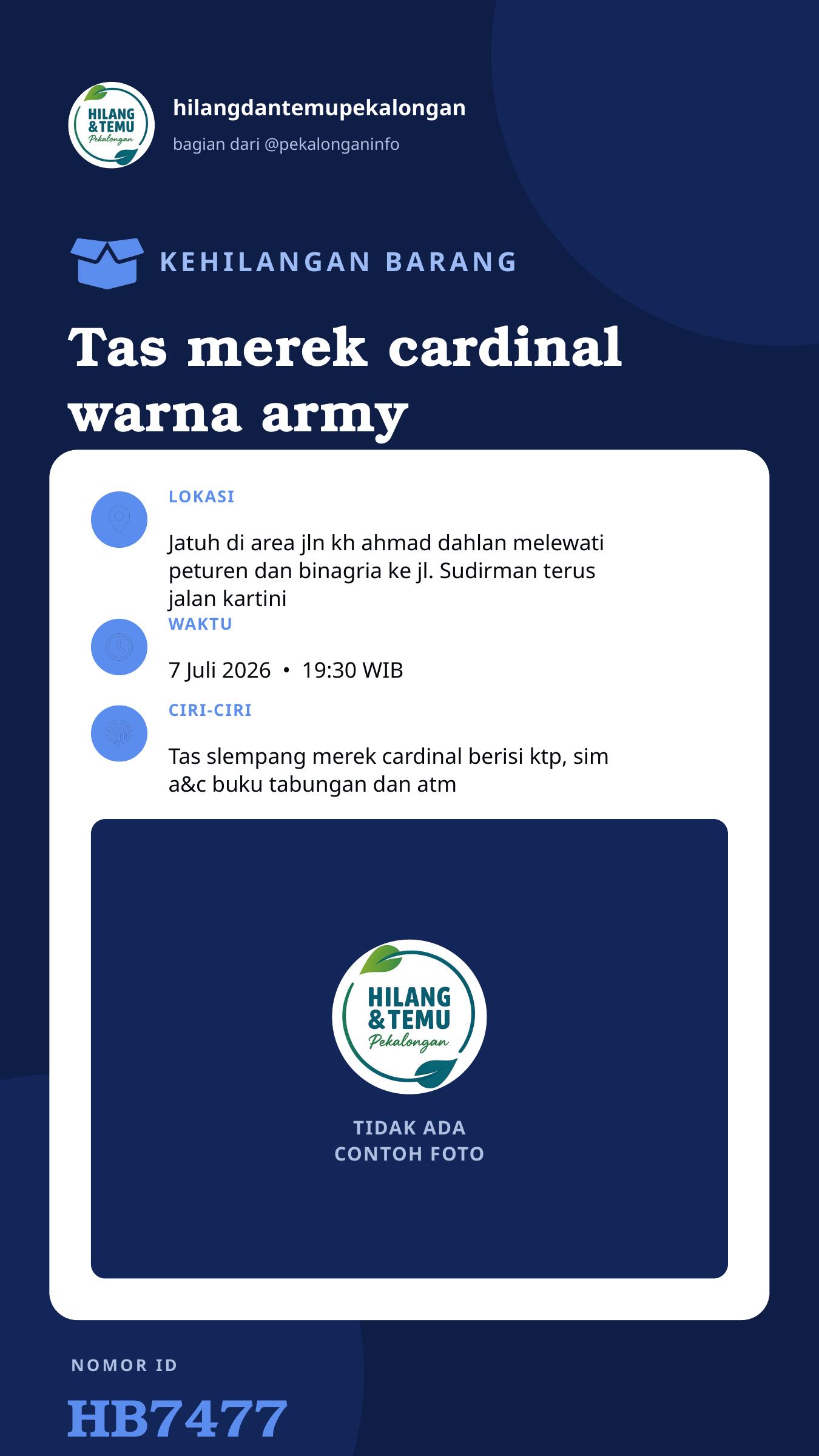 Story 9:16 laporan Tas merek cardinal warna army