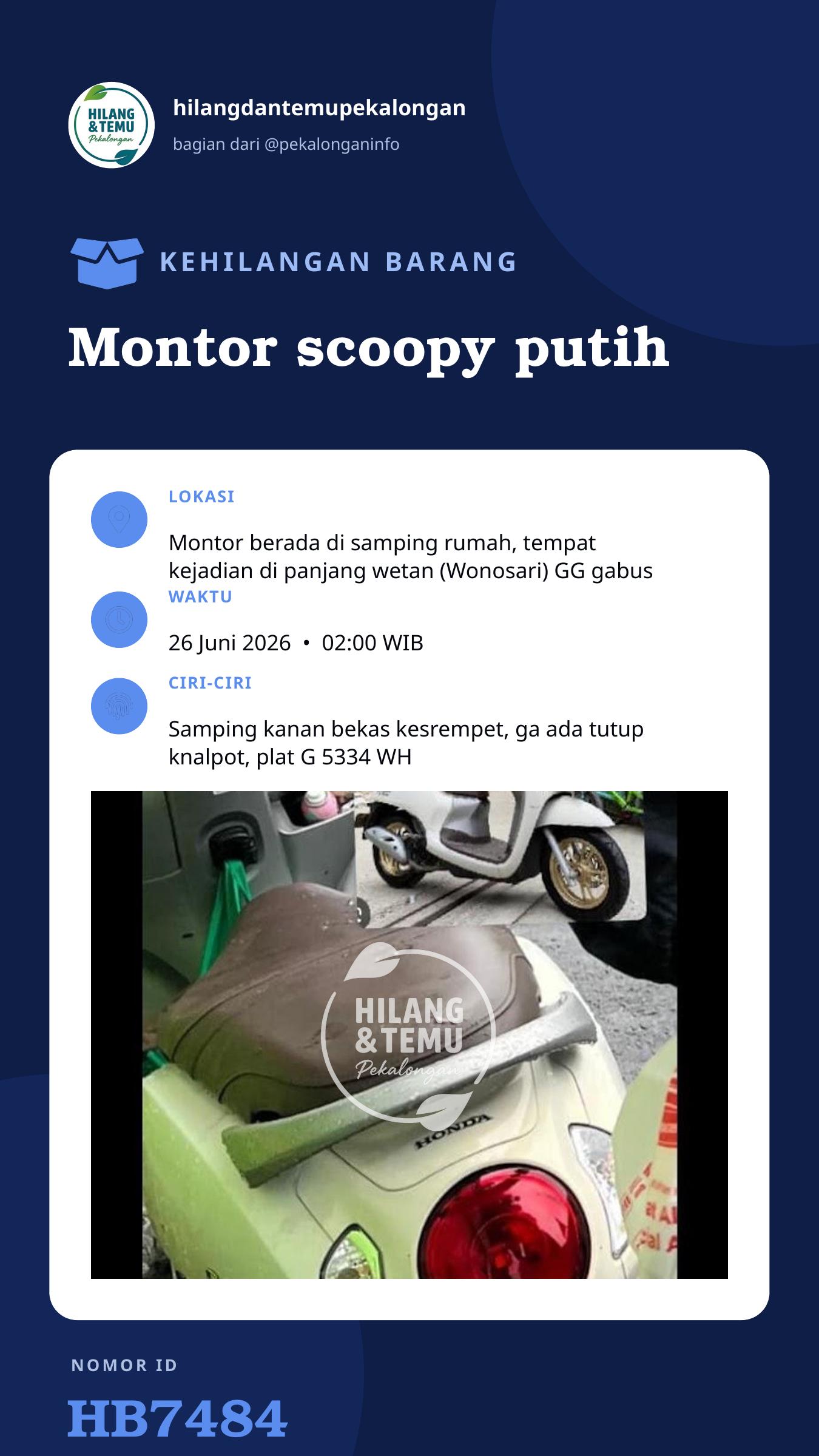 Story 9:16 laporan Montor scoopy putih