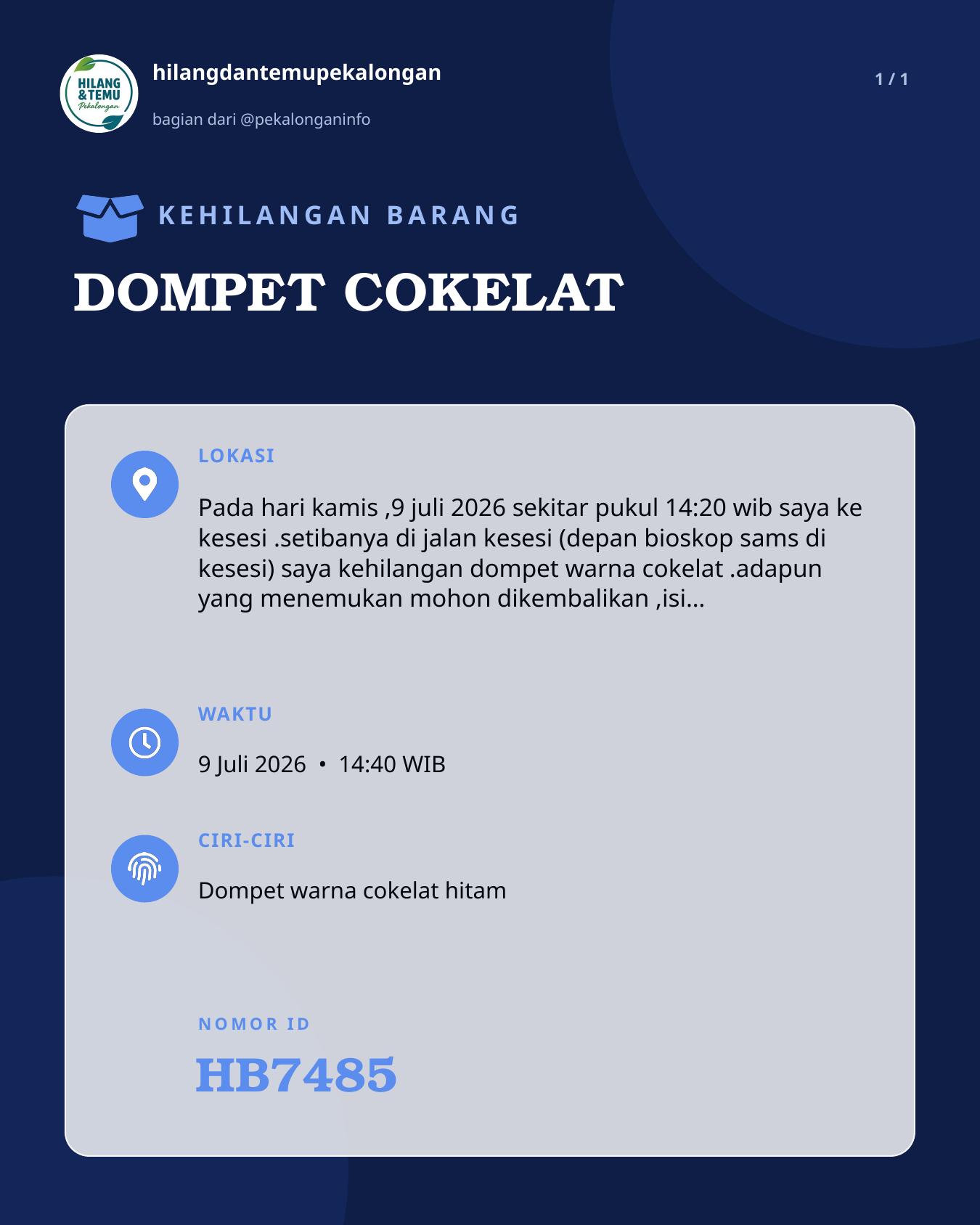Slide laporan DOMPET COKELAT (HB7485)