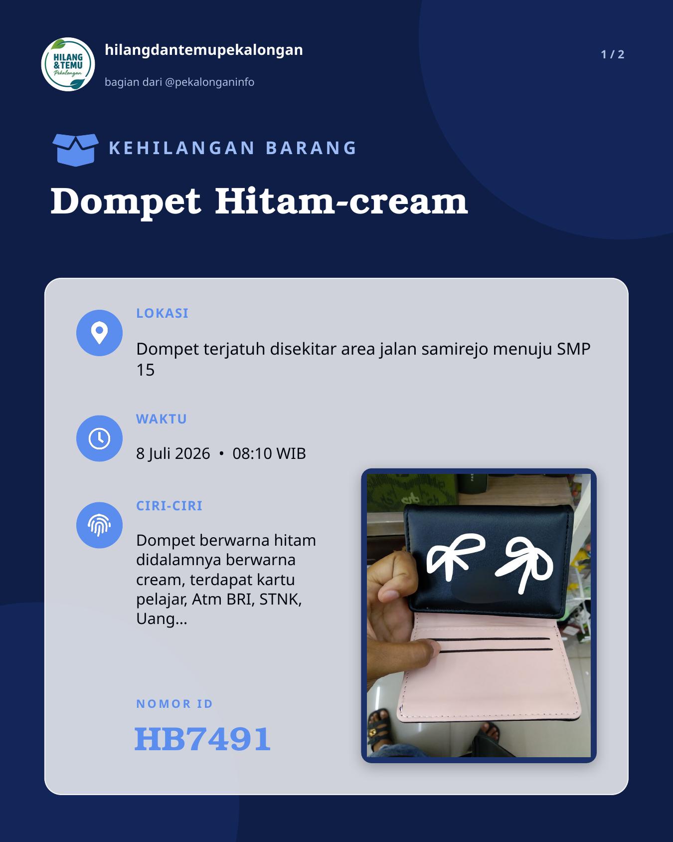 Slide laporan Dompet Hitam-cream (HB7491)
