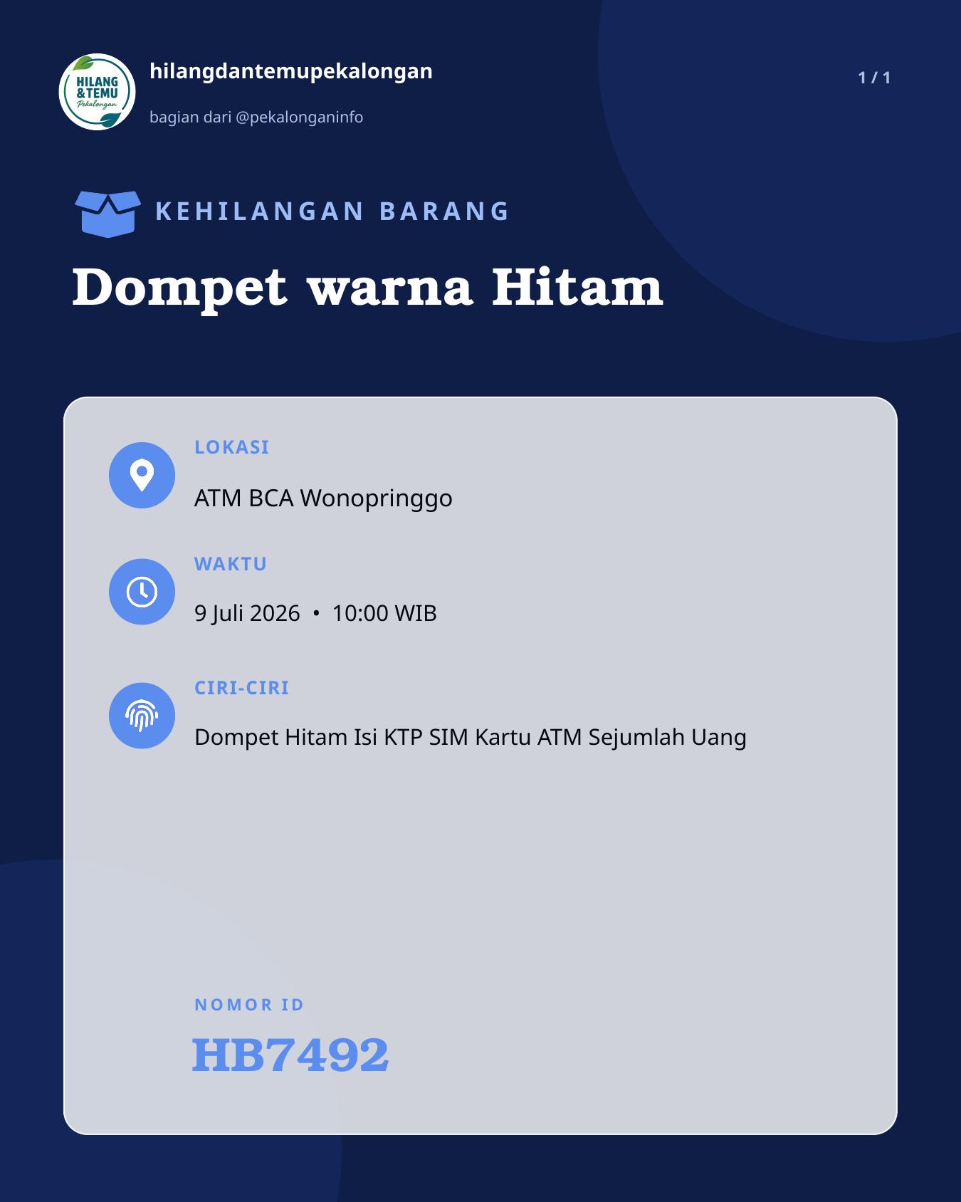 Slide laporan Dompet warna Hitam (HB7492)