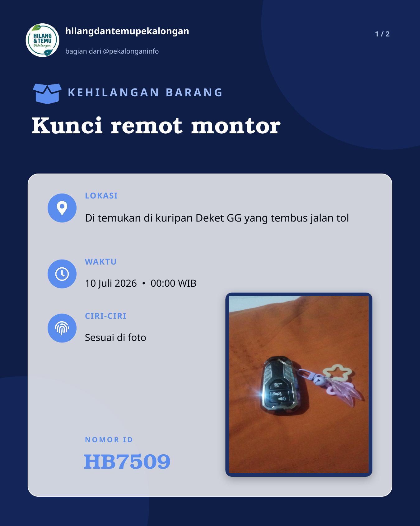 Slide laporan Kunci remot montor (HB7509)