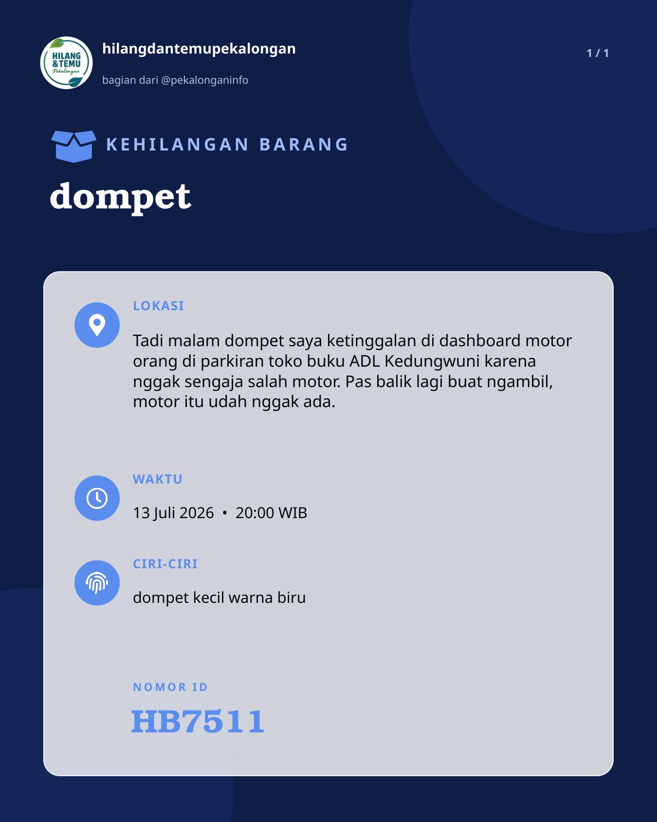 Slide laporan dompet (HB7511)