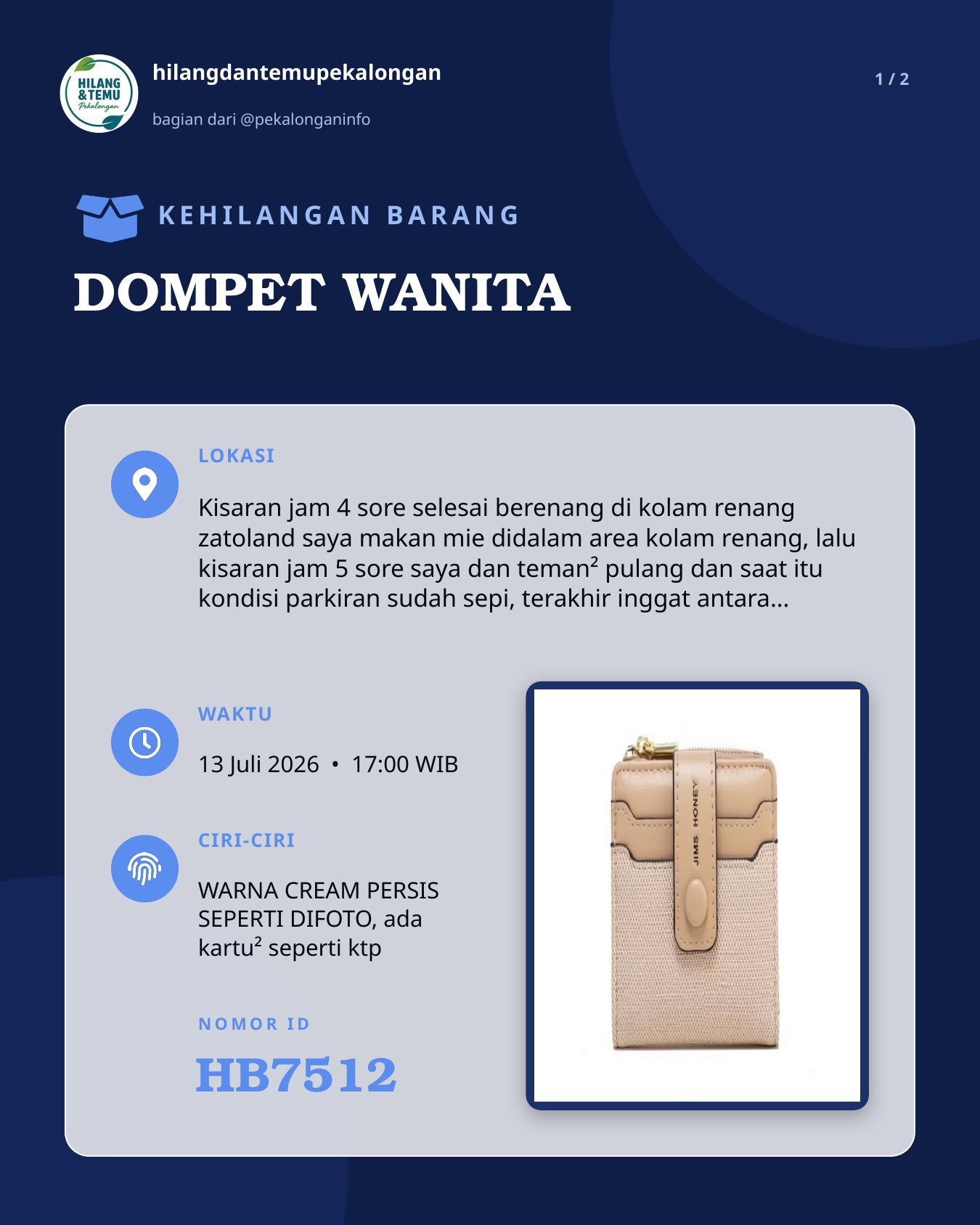 Slide laporan DOMPET WANITA (HB7512)