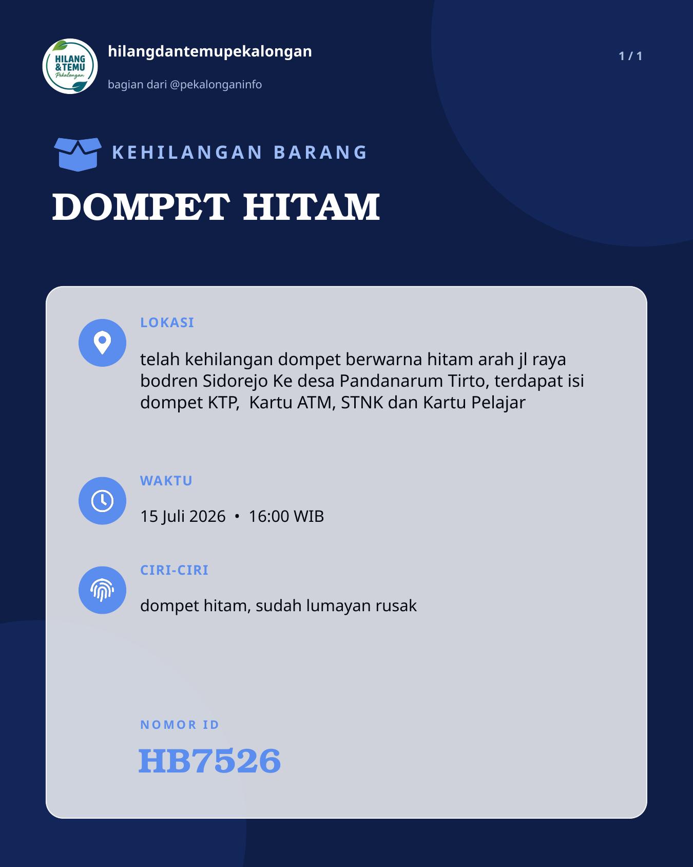 Slide laporan DOMPET HITAM (HB7526)