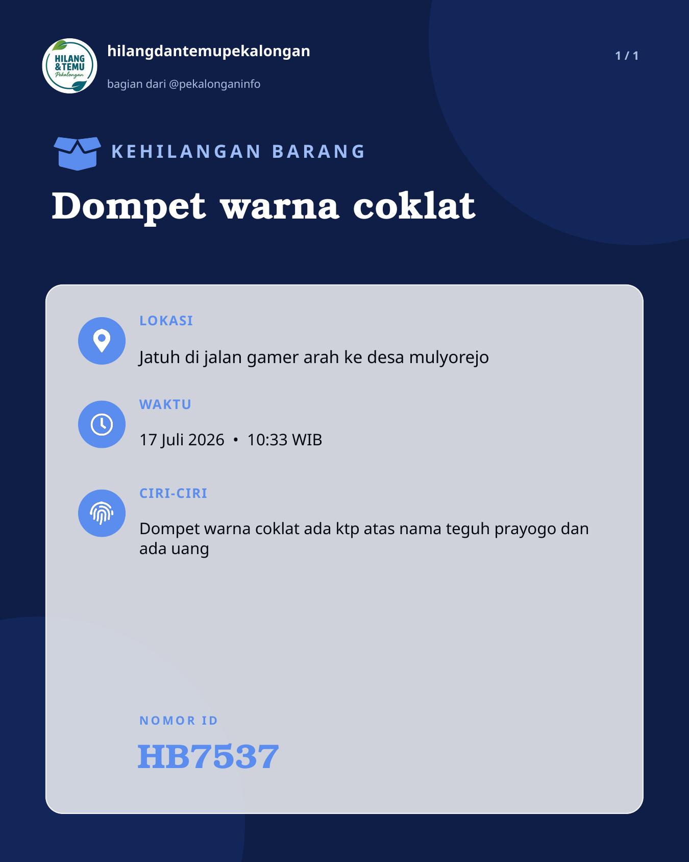 Slide laporan Dompet warna coklat (HB7537)
