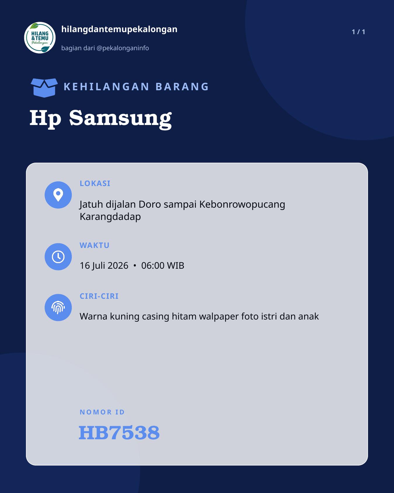 Slide laporan Hp Samsung (HB7538)