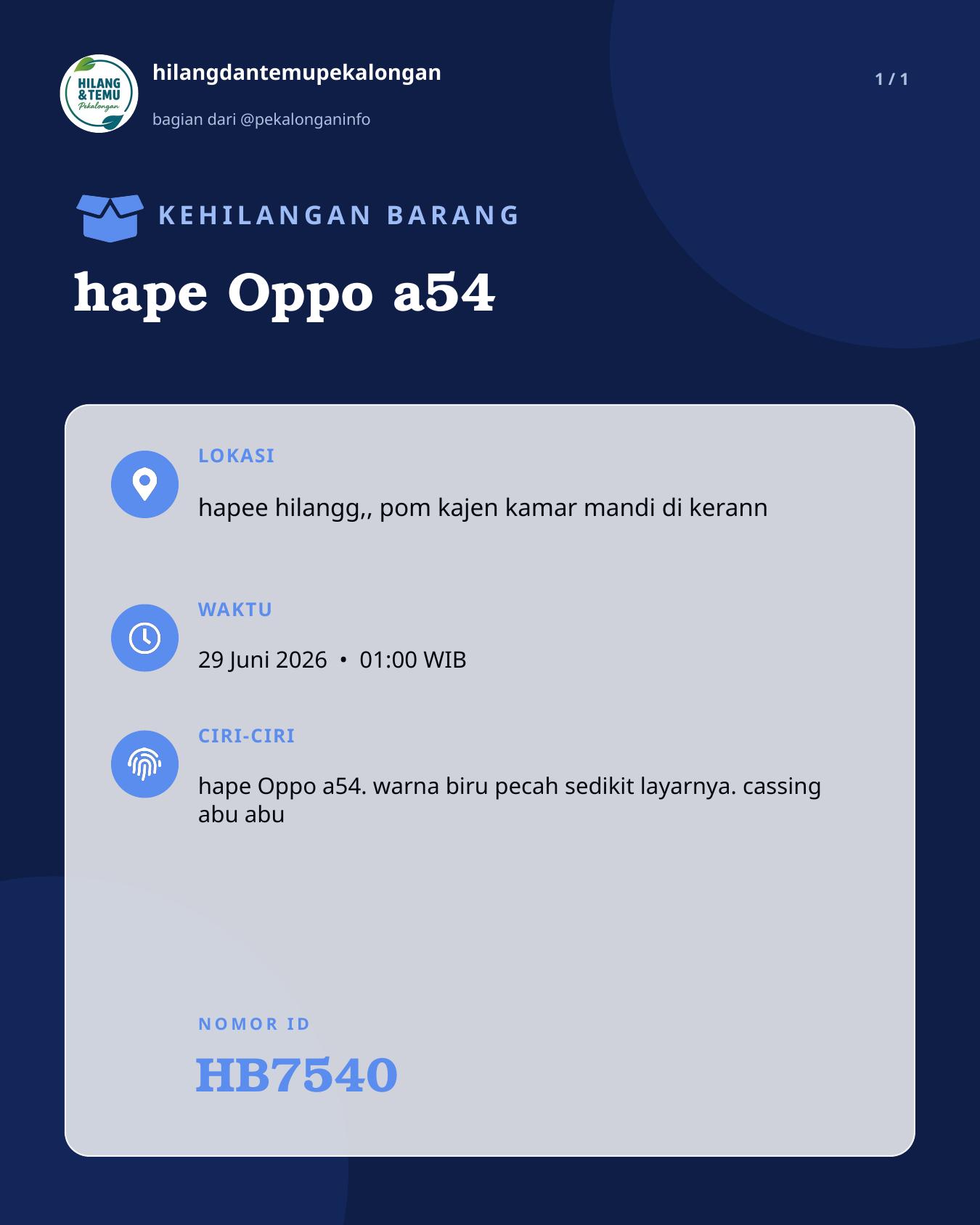 Slide laporan hape Oppo a54 (HB7540)
