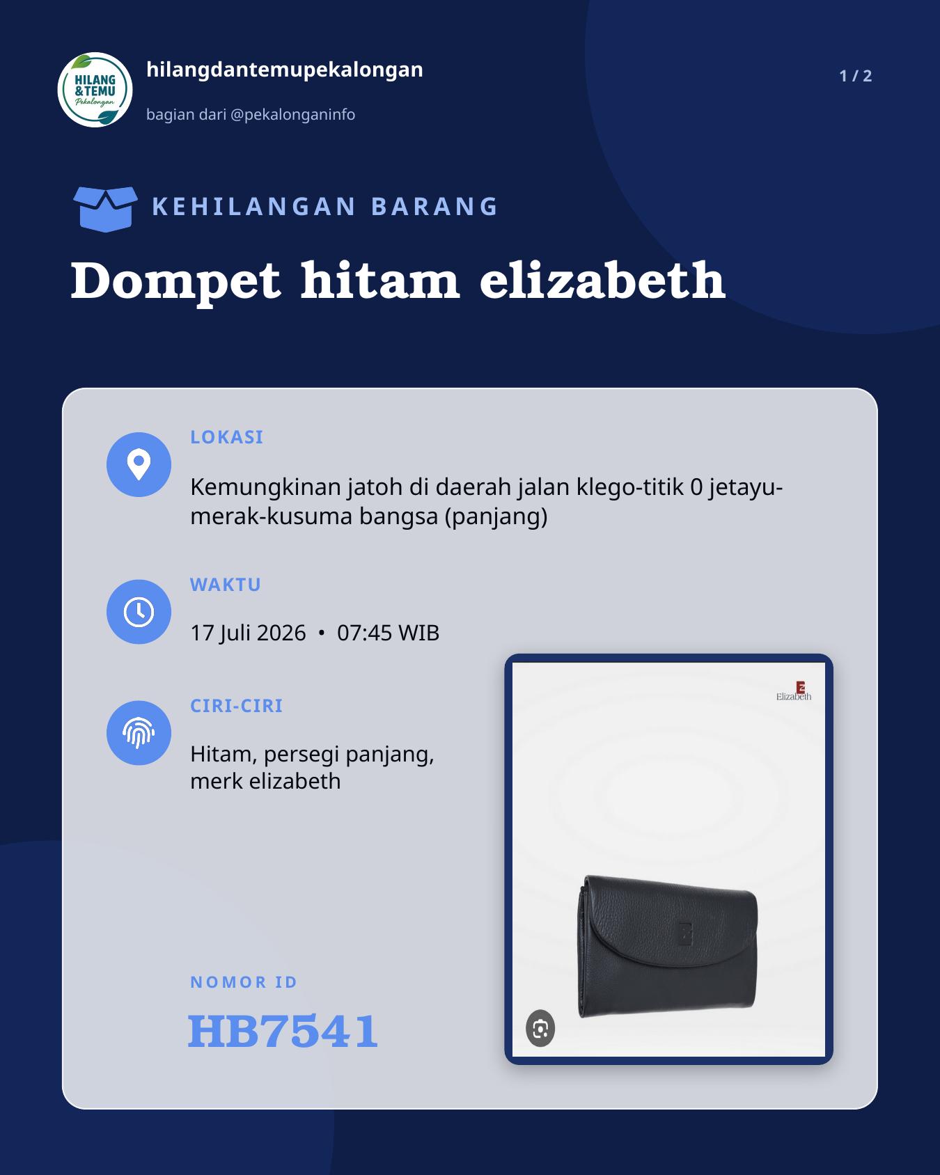 Slide laporan Dompet hitam elizabeth (HB7541)