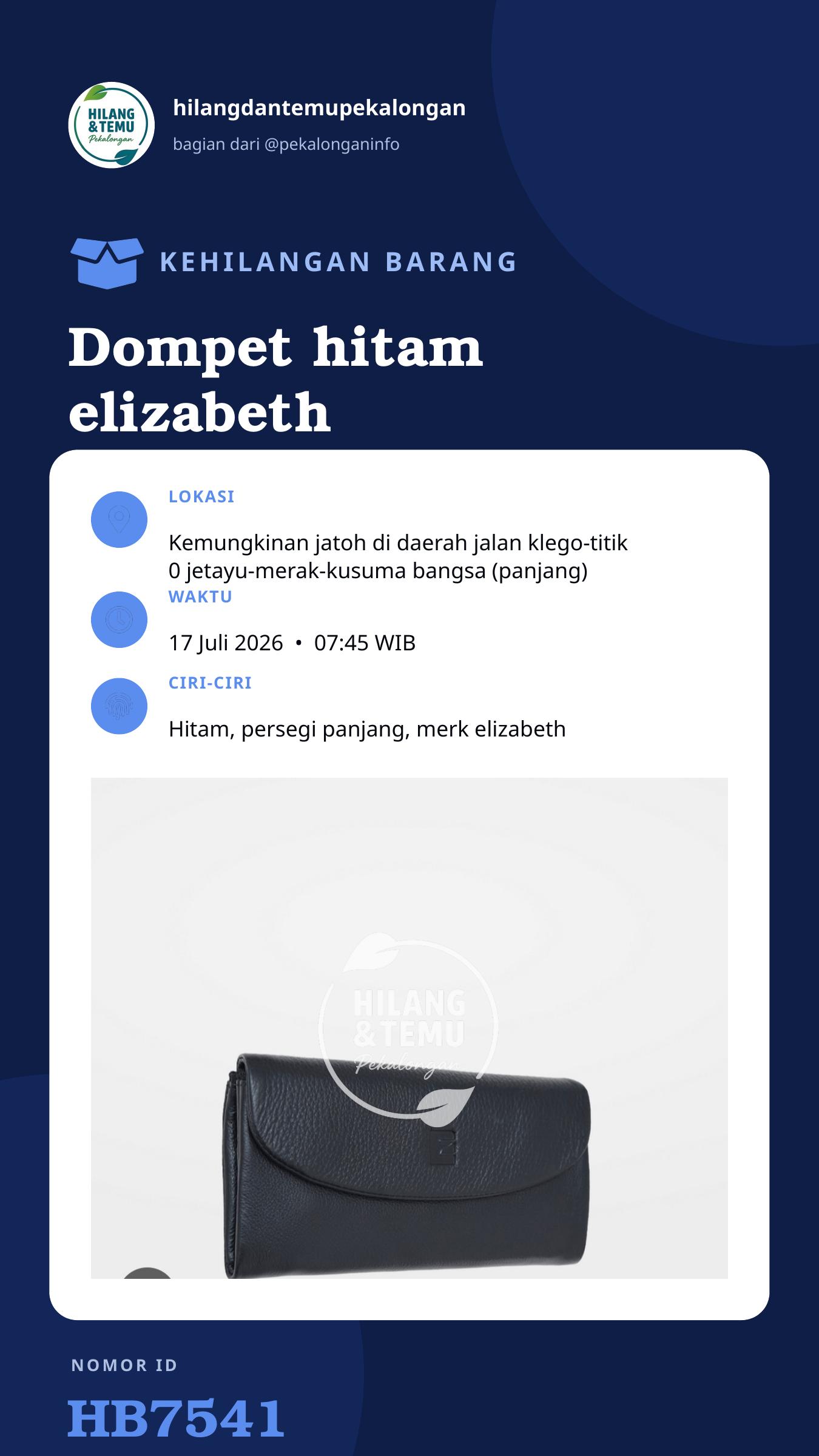 Story 9:16 laporan Dompet hitam elizabeth