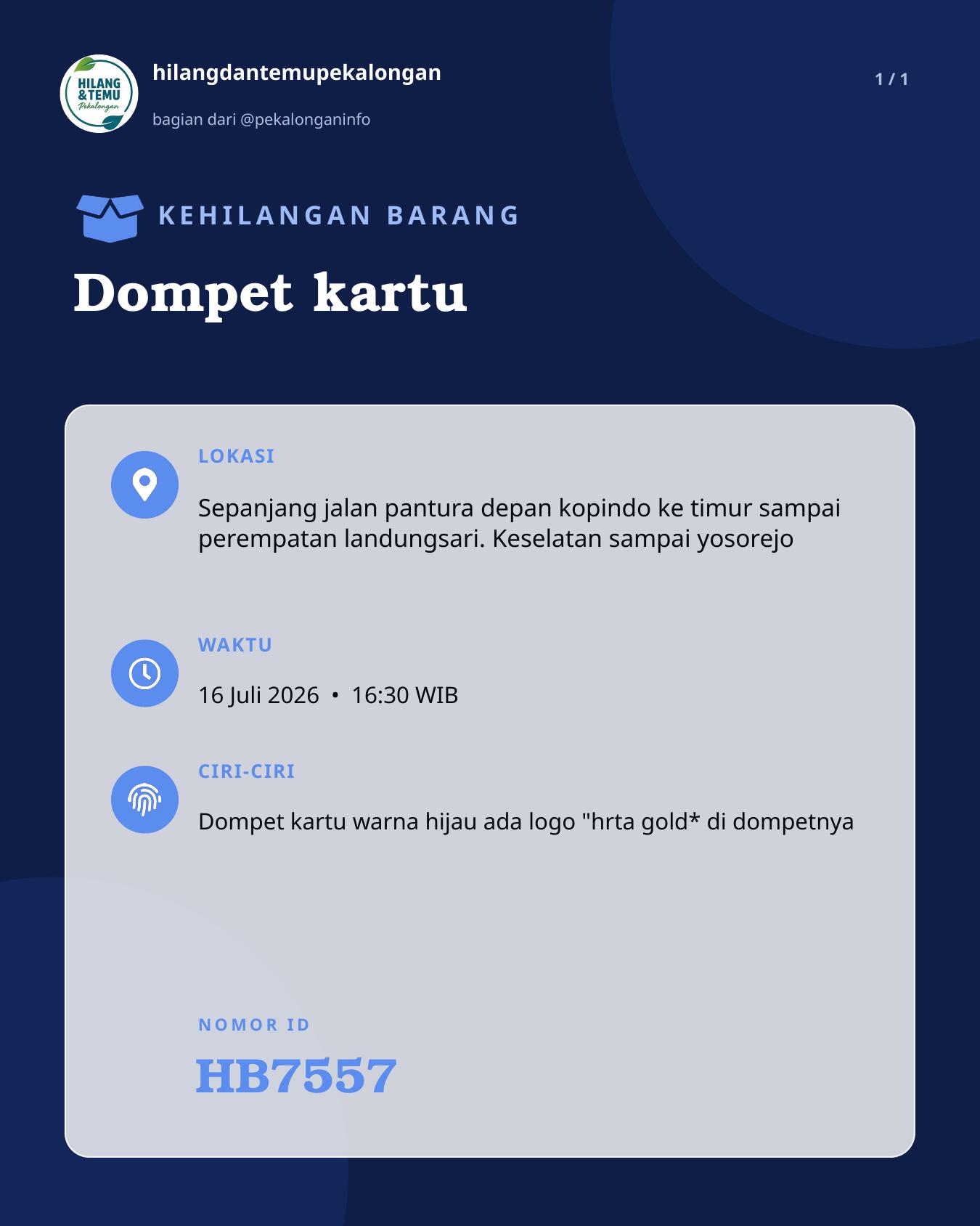 Slide laporan Dompet kartu (HB7557)