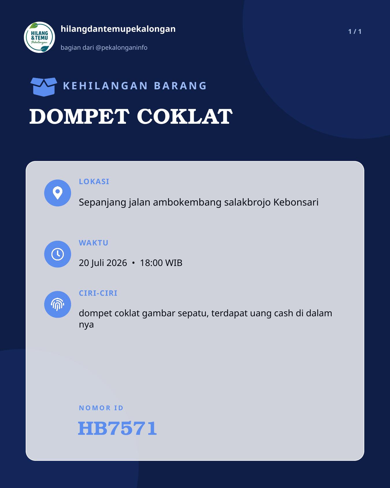 Slide laporan DOMPET COKLAT (HB7571)