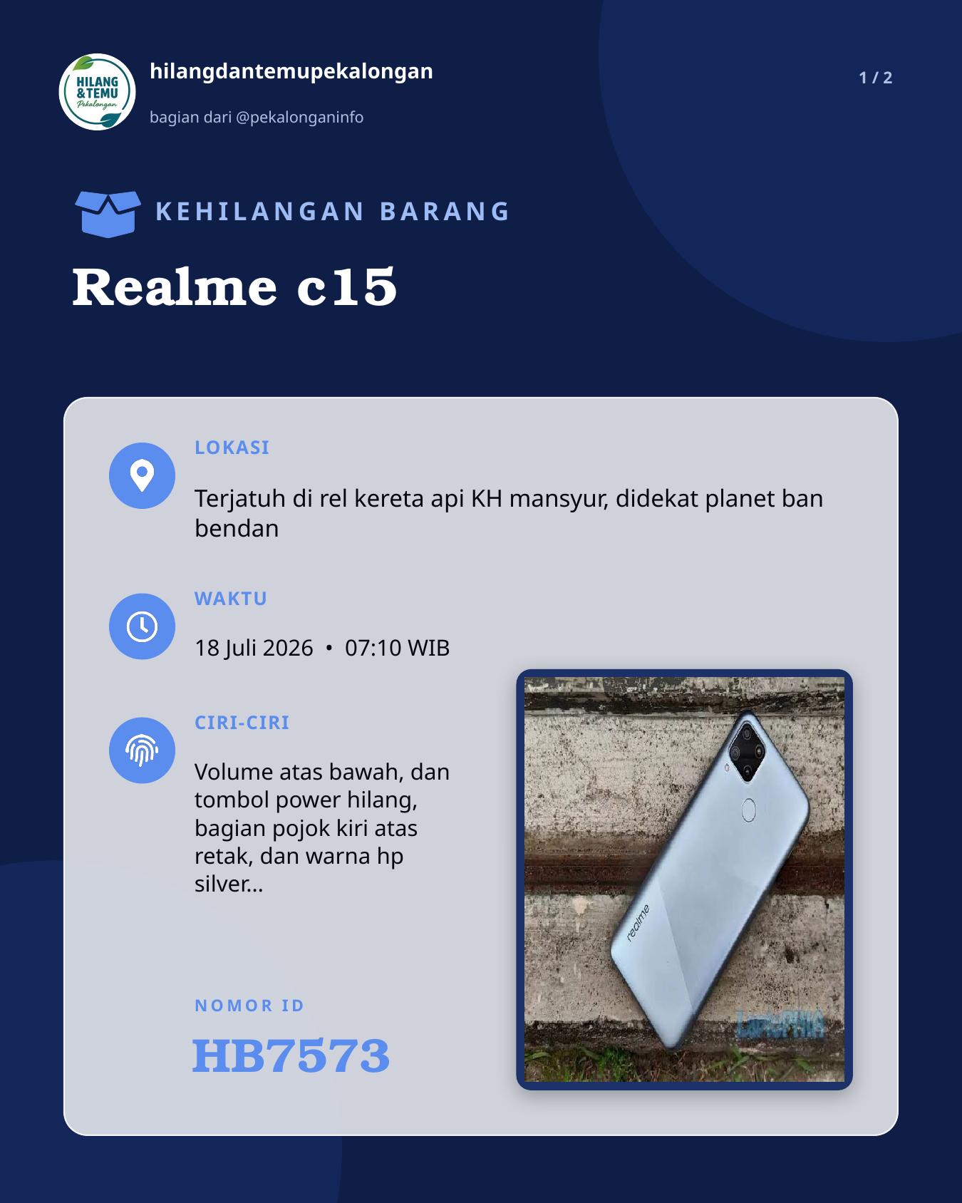 Slide laporan Realme c15 (HB7573)