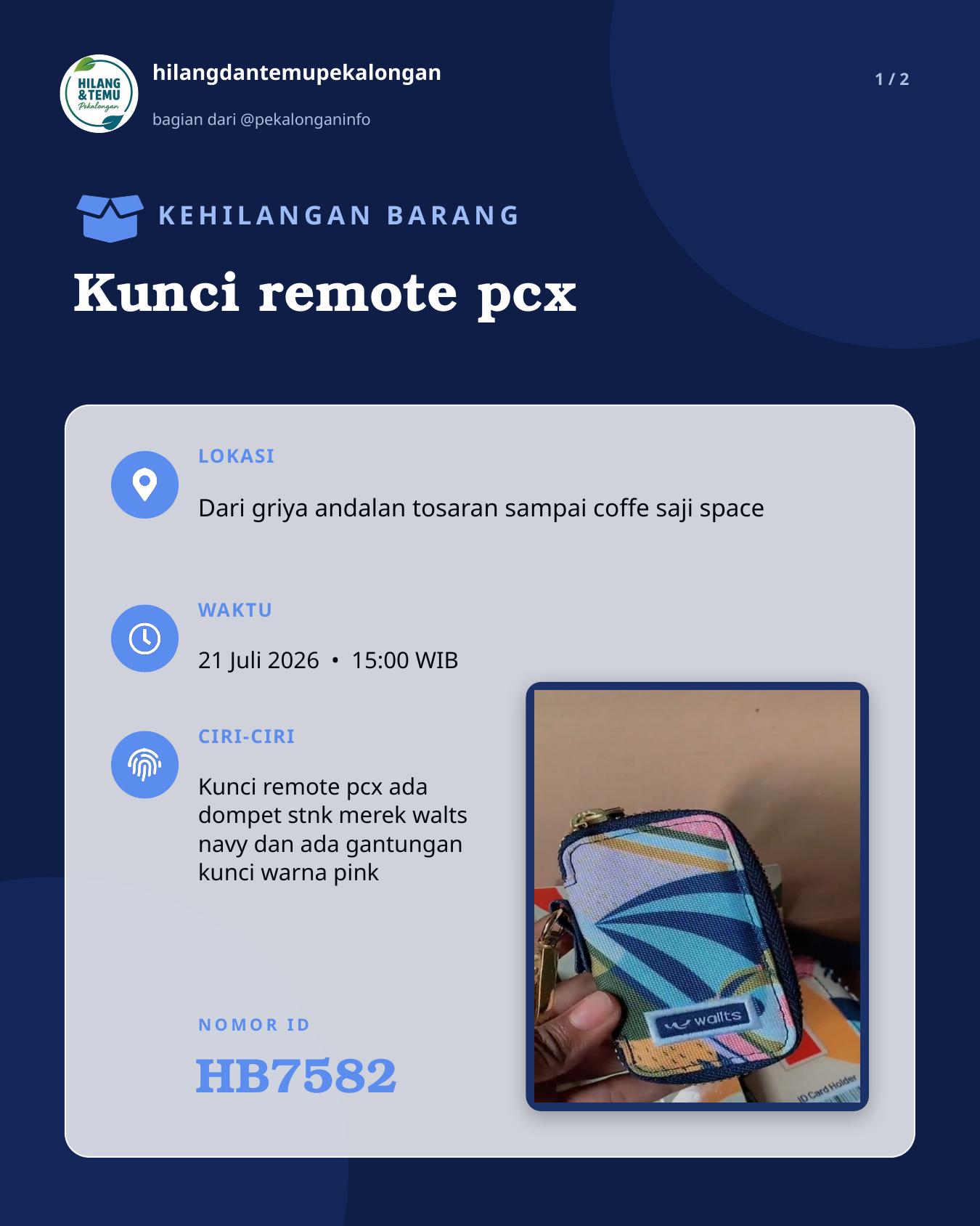 Slide laporan Kunci remote pcx (HB7582)