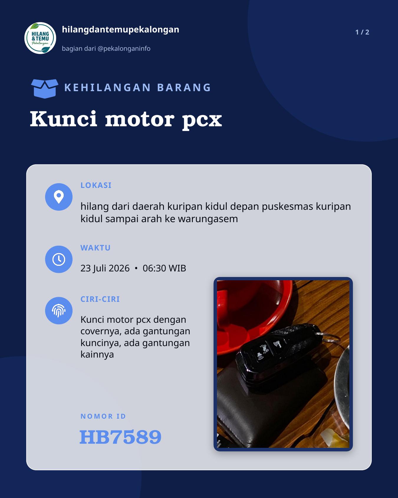 Slide laporan Kunci motor pcx (HB7589)
