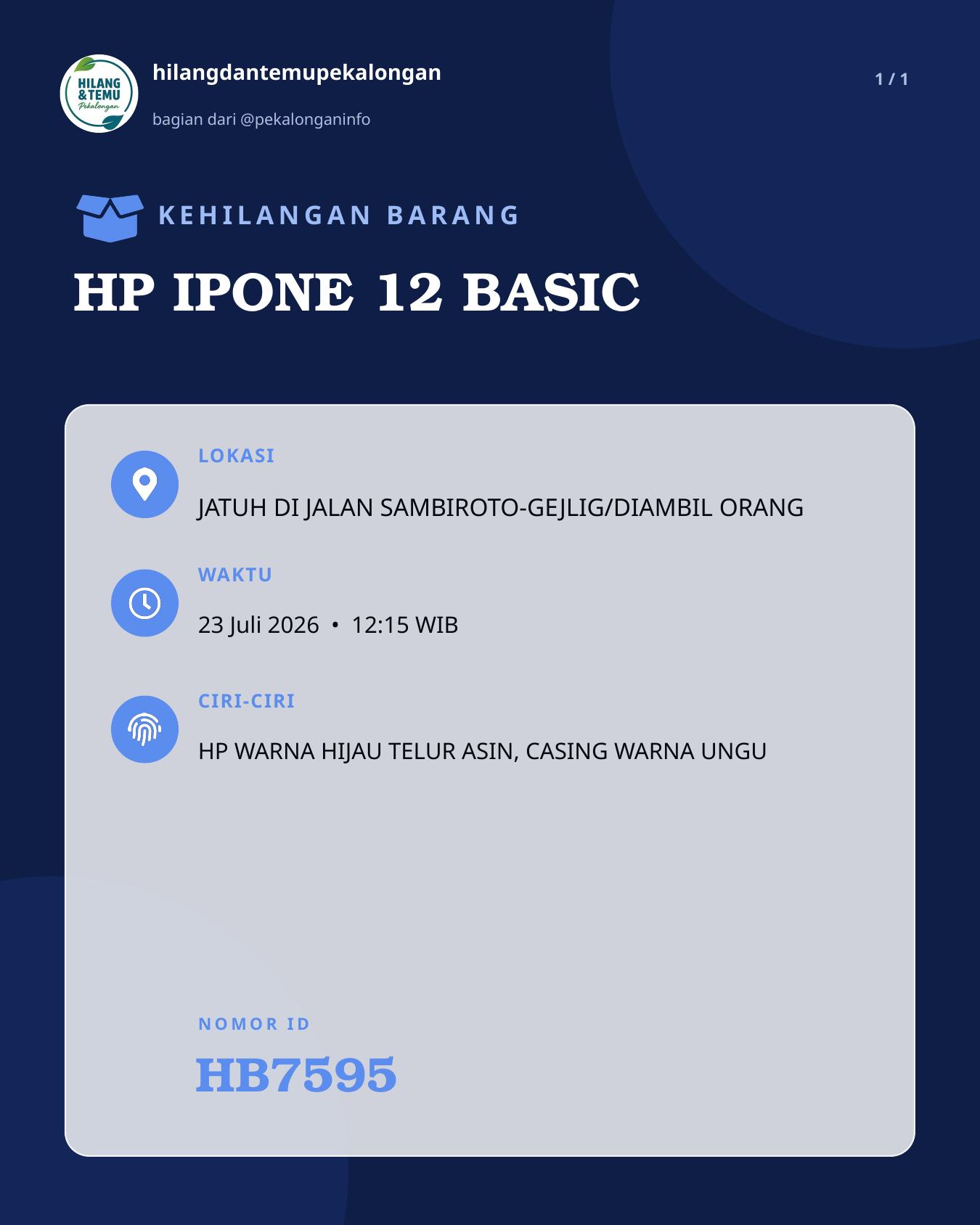 Slide laporan HP IPONE 12 BASIC (HB7595)