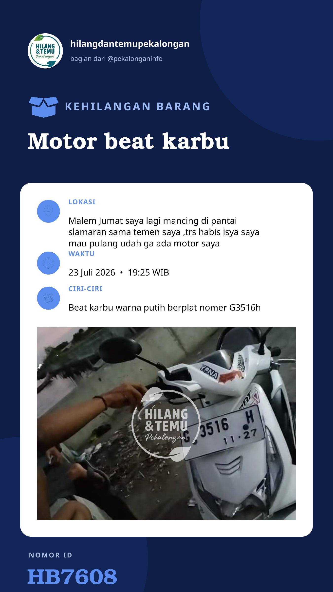 Story 9:16 laporan Motor beat karbu