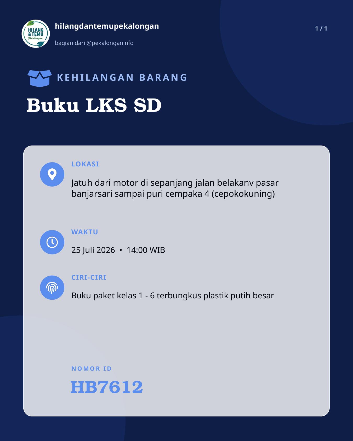 Slide laporan Buku LKS SD (HB7612)