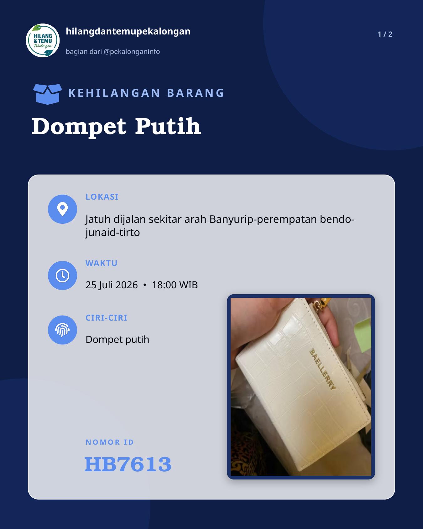 Slide laporan Dompet Putih (HB7613)