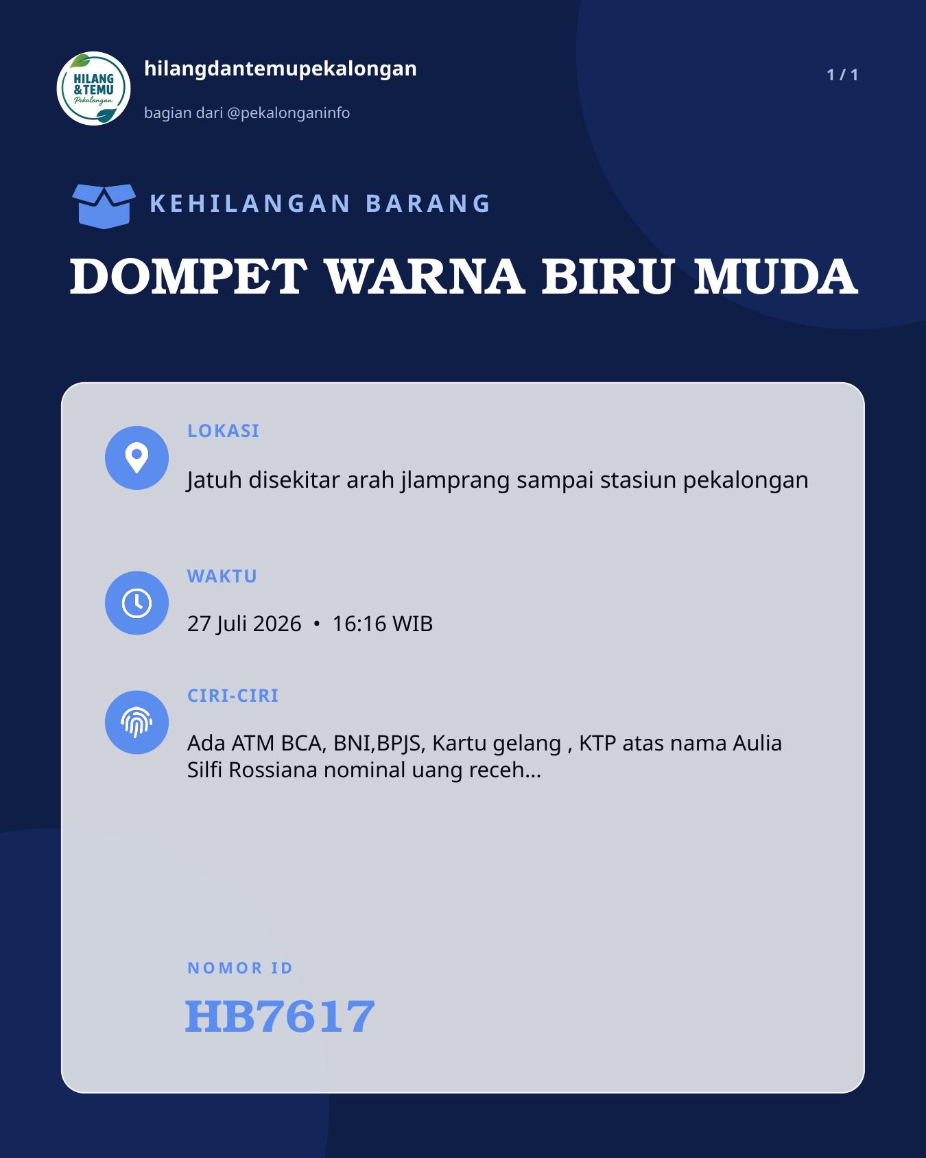Slide laporan DOMPET WARNA BIRU MUDA (HB7617)