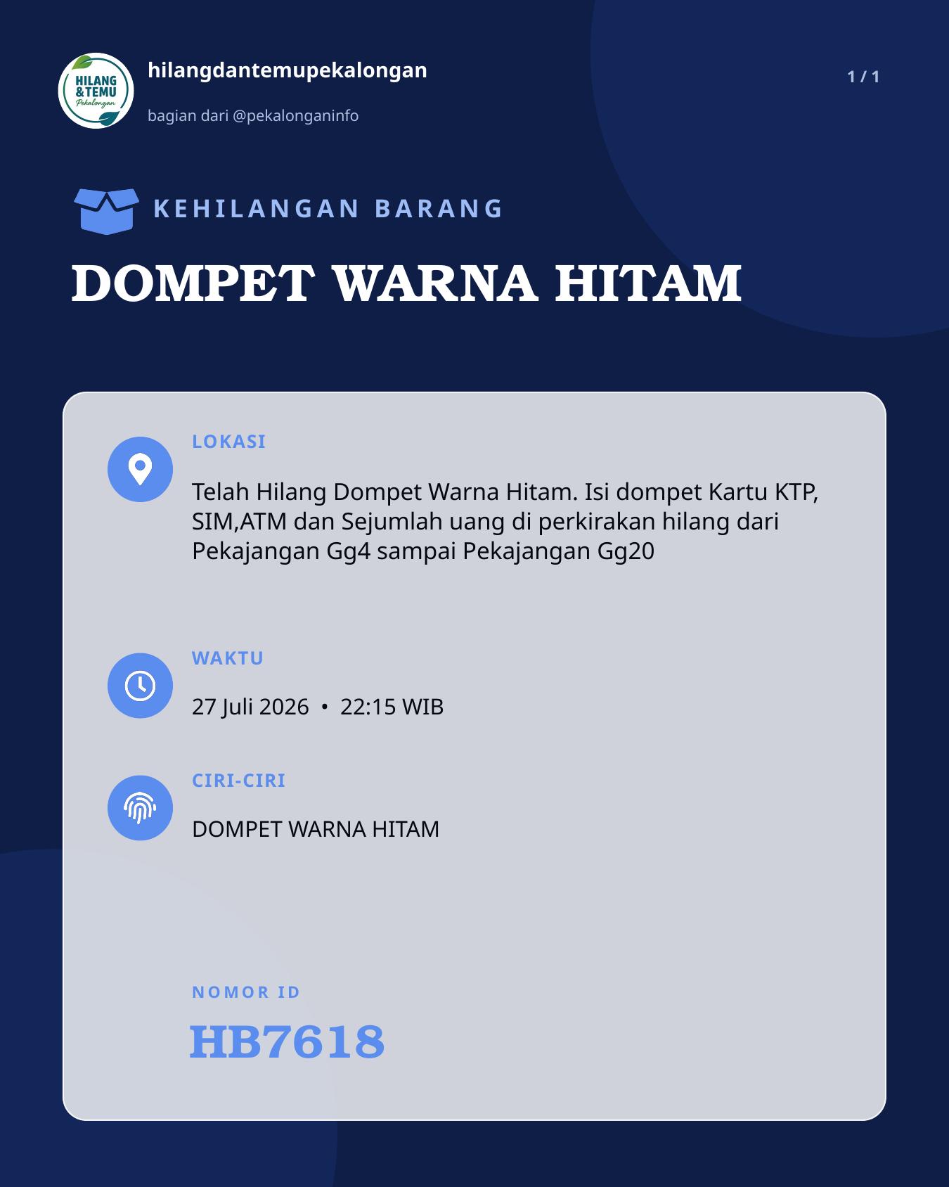 Slide laporan DOMPET WARNA HITAM (HB7618)
