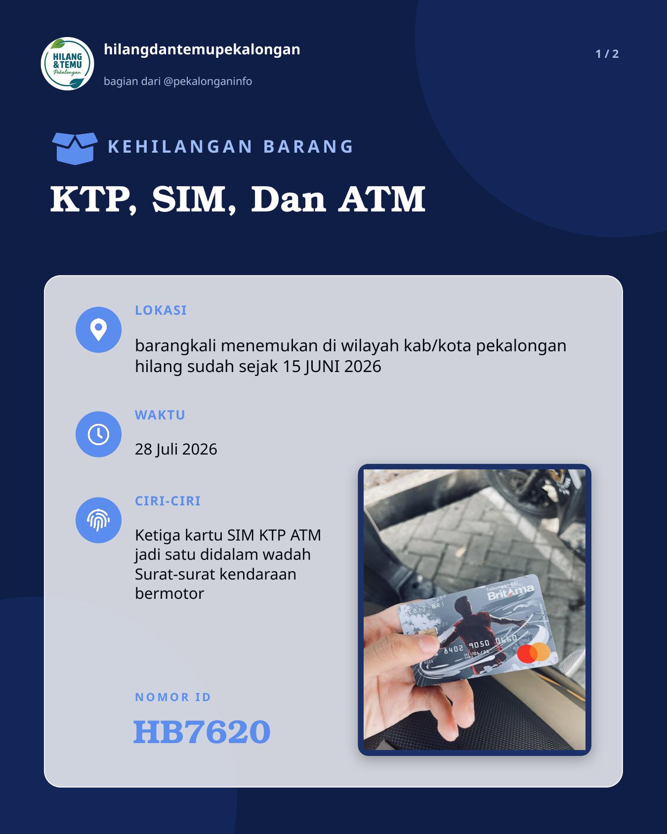 Slide laporan KTP, SIM, Dan ATM (HB7620)