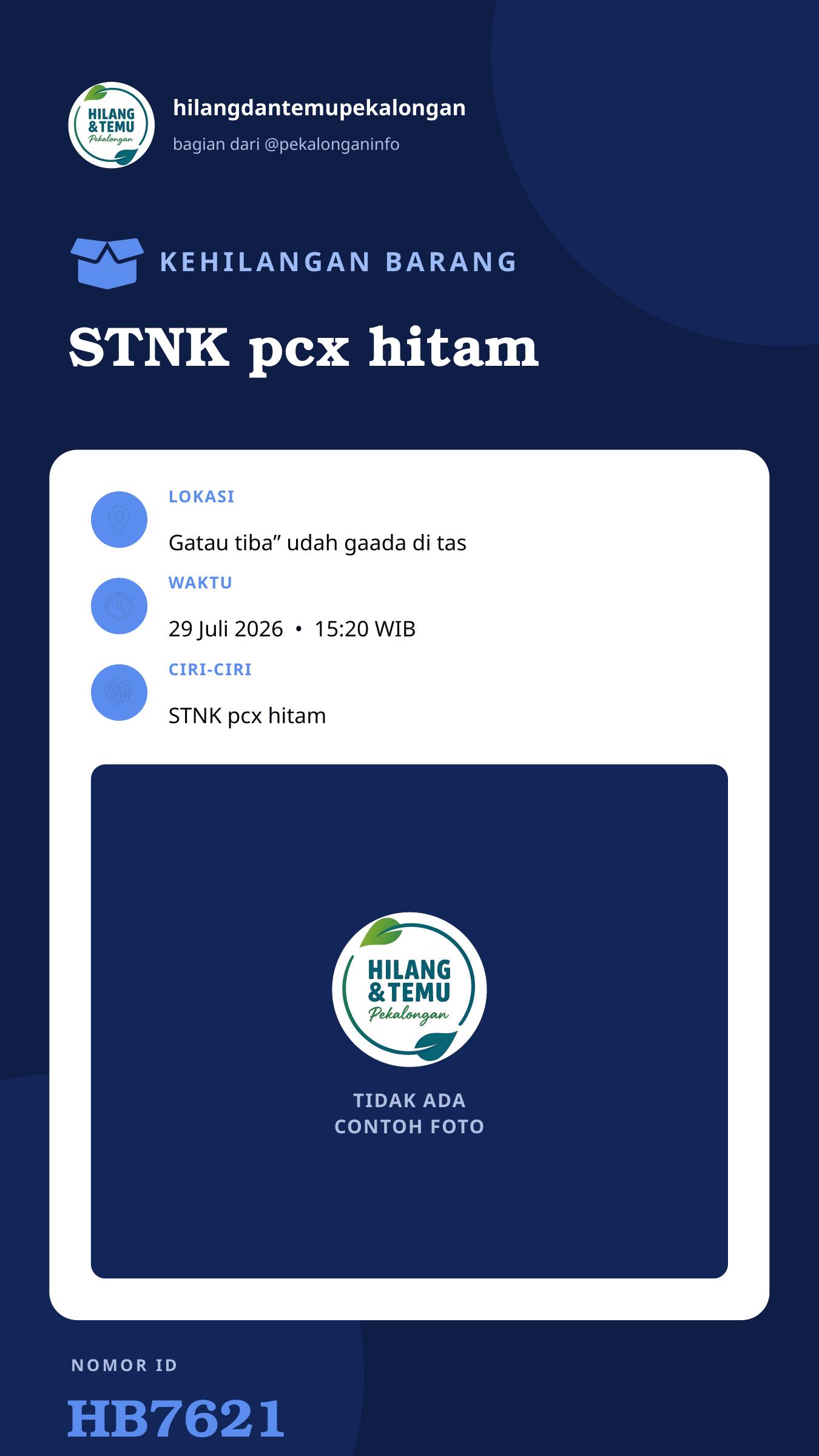 Story 9:16 laporan STNK pcx hitam