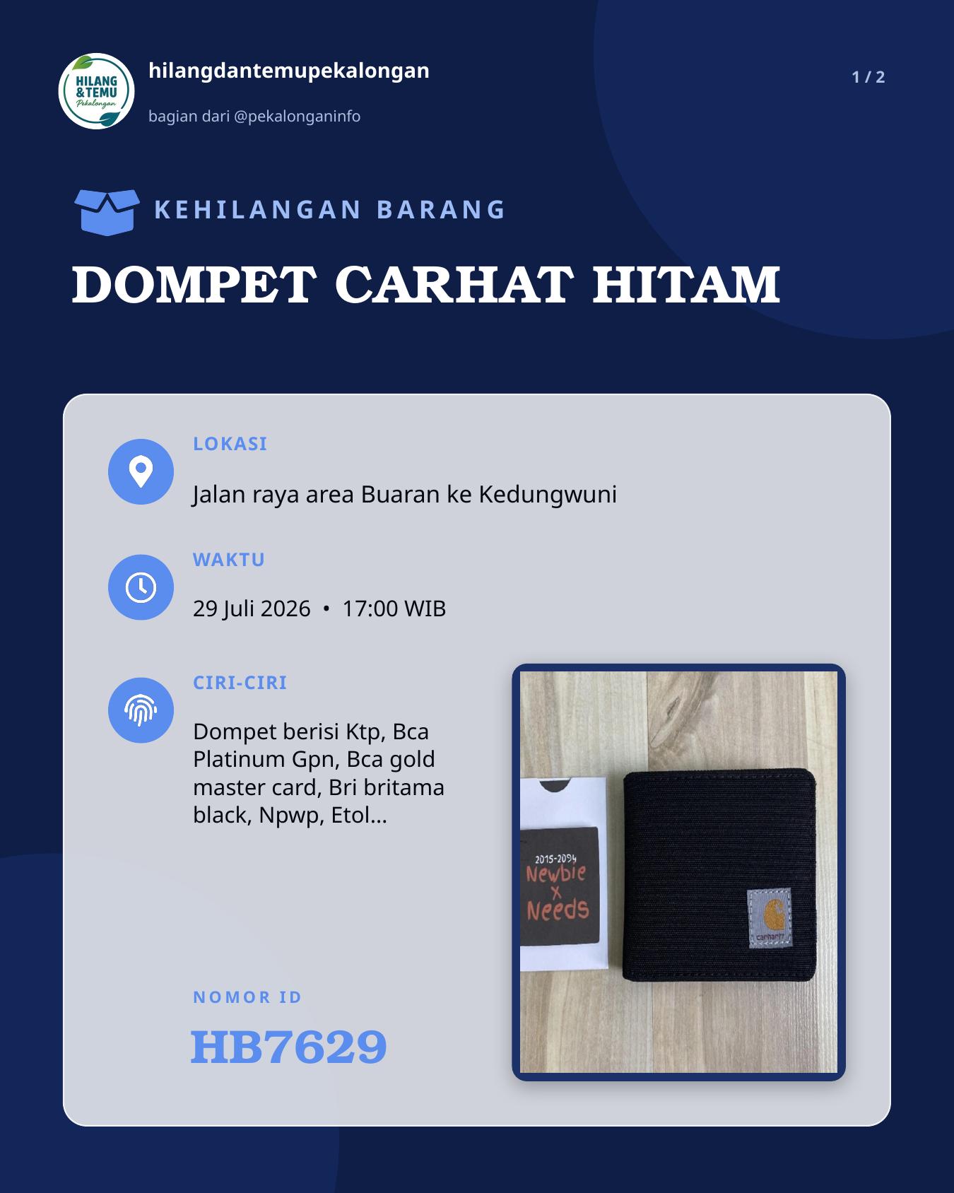 Slide laporan DOMPET CARHAT HITAM (HB7629)