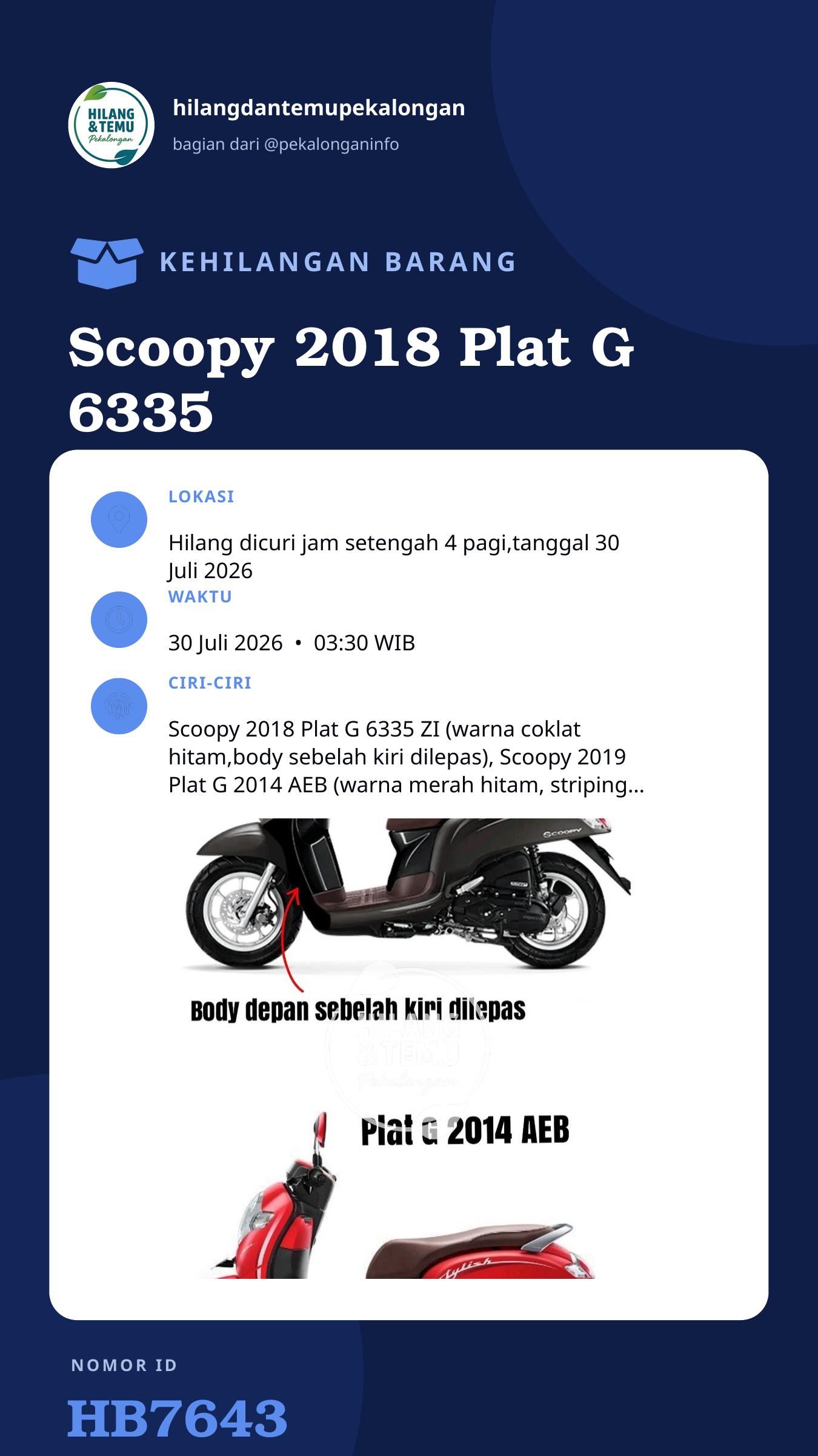 Story 9:16 laporan Scoopy 2018 Plat G 6335 ZI,Scoopy 2019 Plat G 2014 AEB