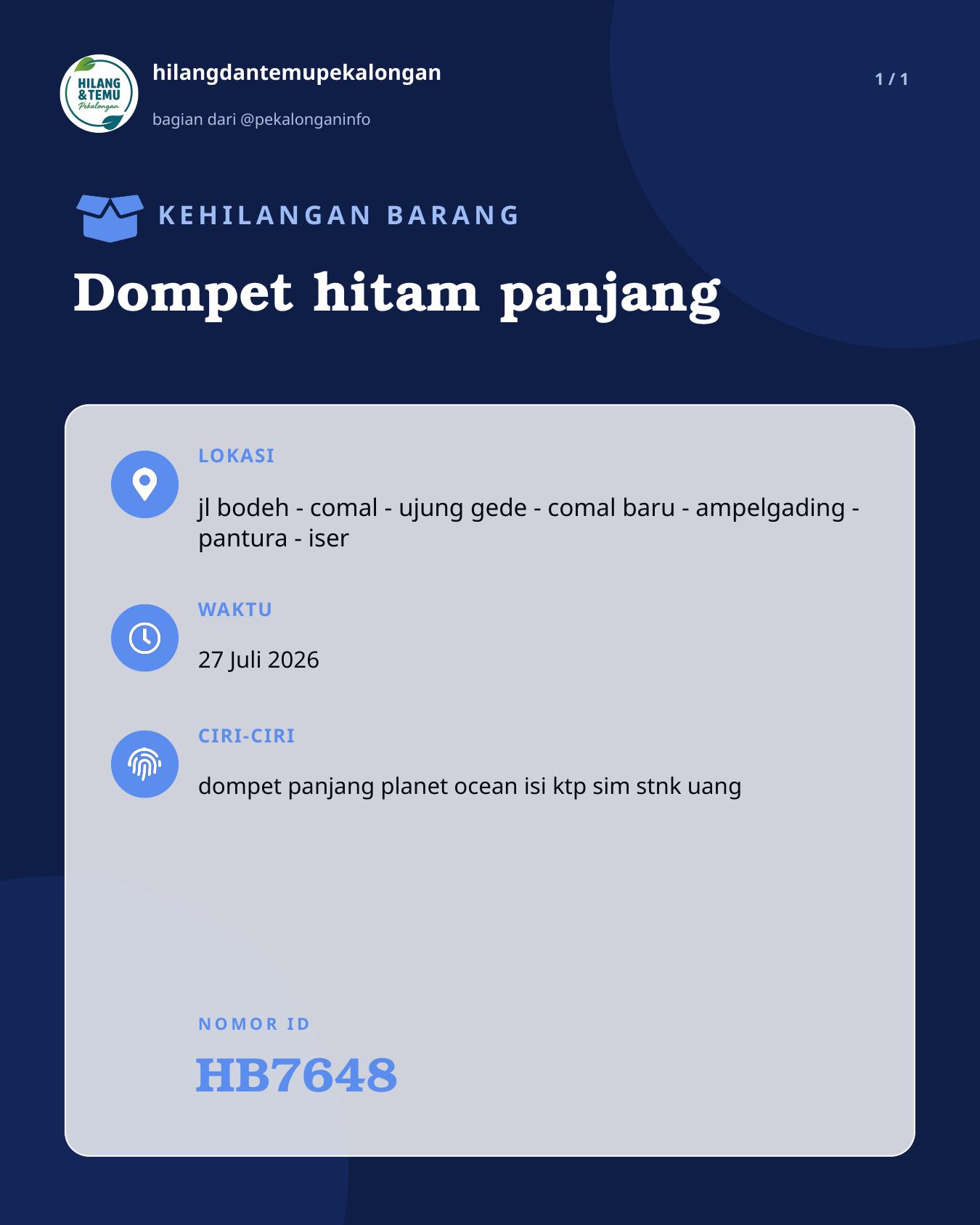 Slide laporan Dompet hitam panjang (HB7648)