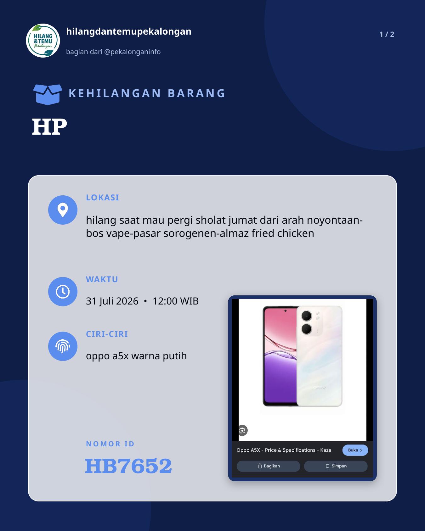 Slide 1 laporan HP