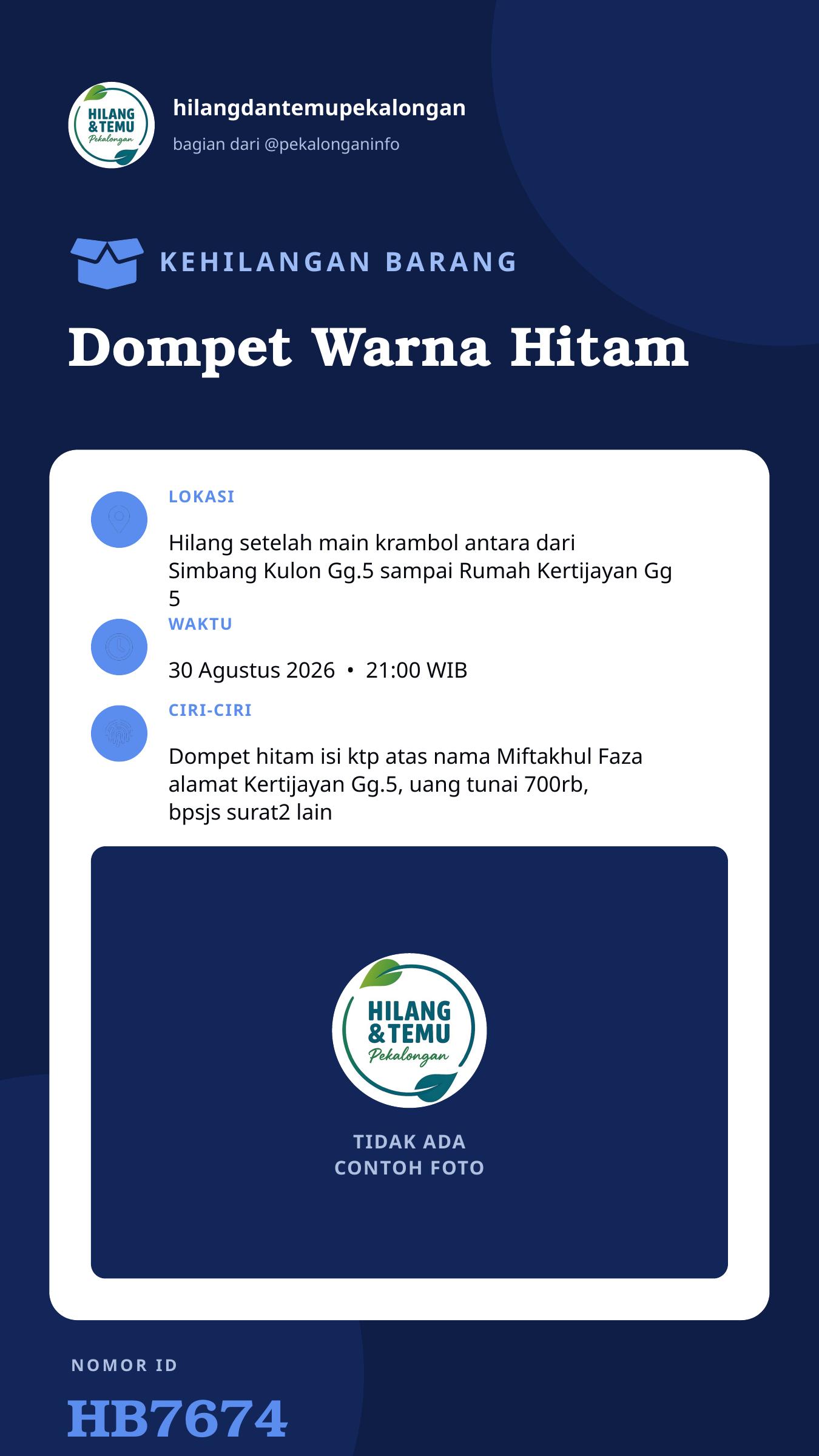 Story 9:16 laporan Dompet Warna Hitam