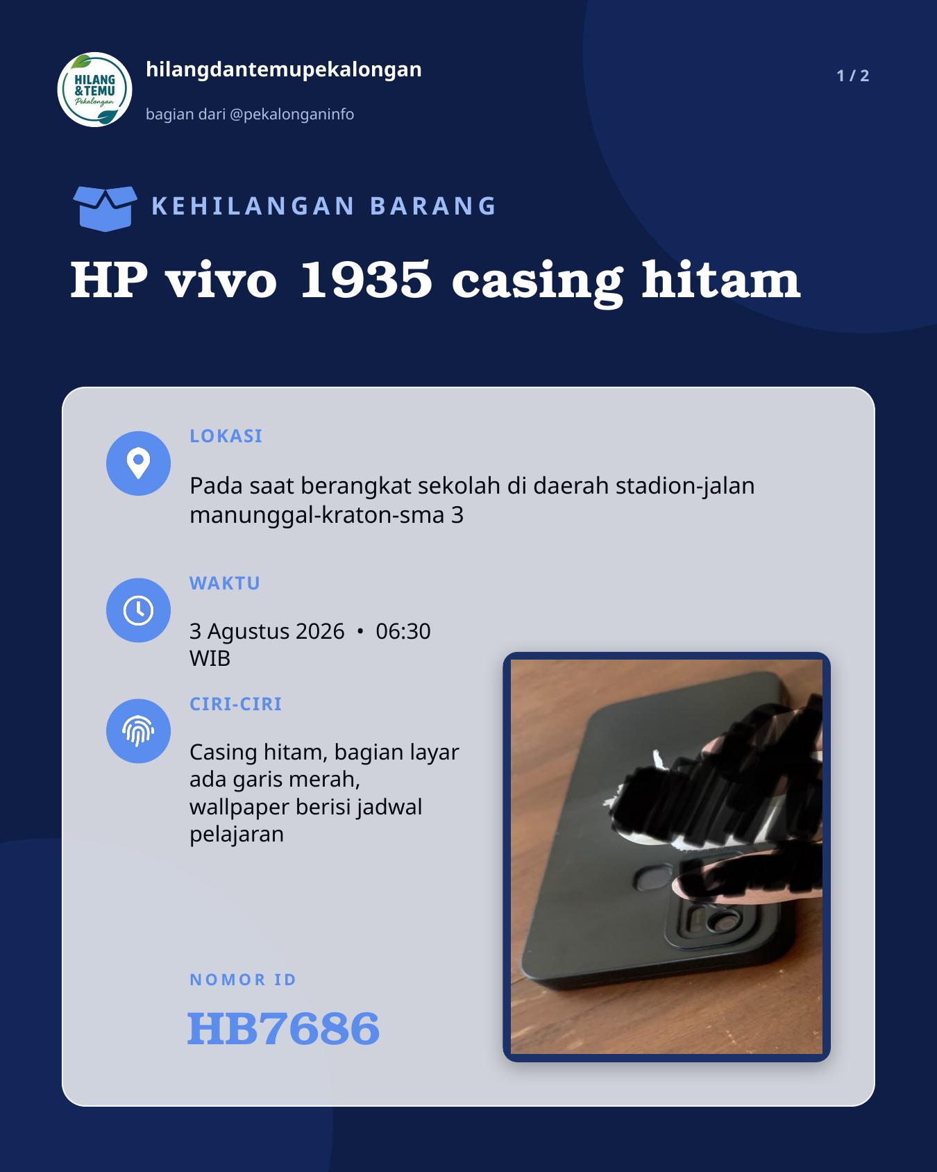 Slide laporan HP vivo 1935 casing hitam (HB7686)