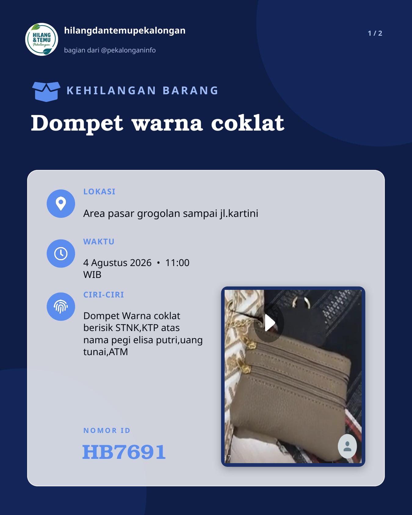 Slide laporan Dompet warna coklat (HB7691)