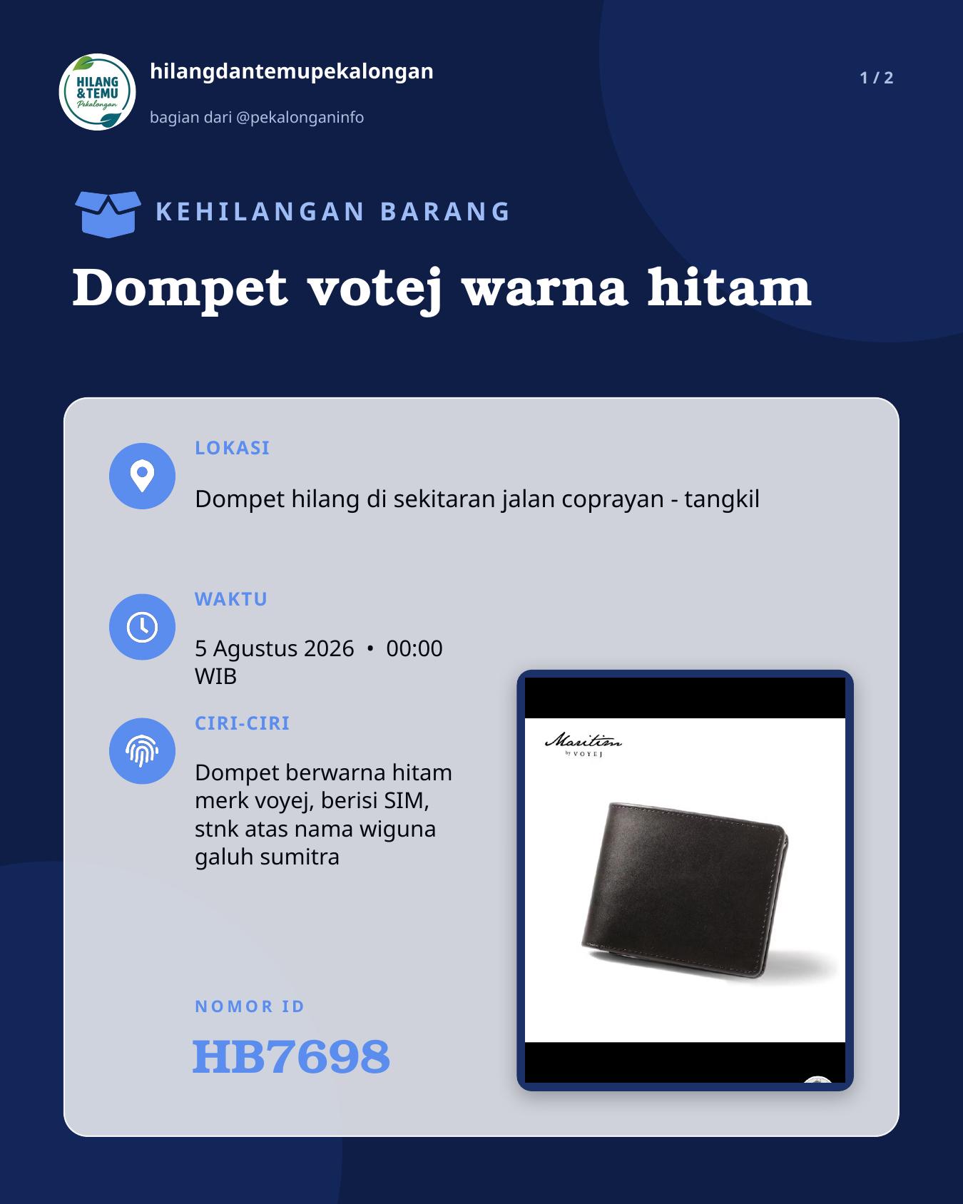 Slide 1 laporan Dompet votej warna hitam